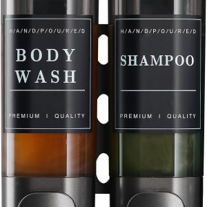 Dispensador de jabón de ducha, dispensador de champú y acondicionador, 2 cámaras, sin taladro, dispensador de champú montado en la pared para ducha, Dispensador de jabón de ducha, dispensador de champú y acondicionador, 2 cámaras, sin taladro, dispensador de champú montado en la pared para ducha,