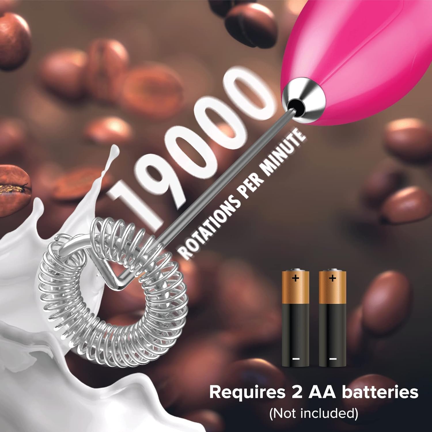 PowerLix – Vaporizador de leche, portátil, funciona con pilas, hace espuma para café, latte, capuchino, chocolate caliente batidor de bebidas