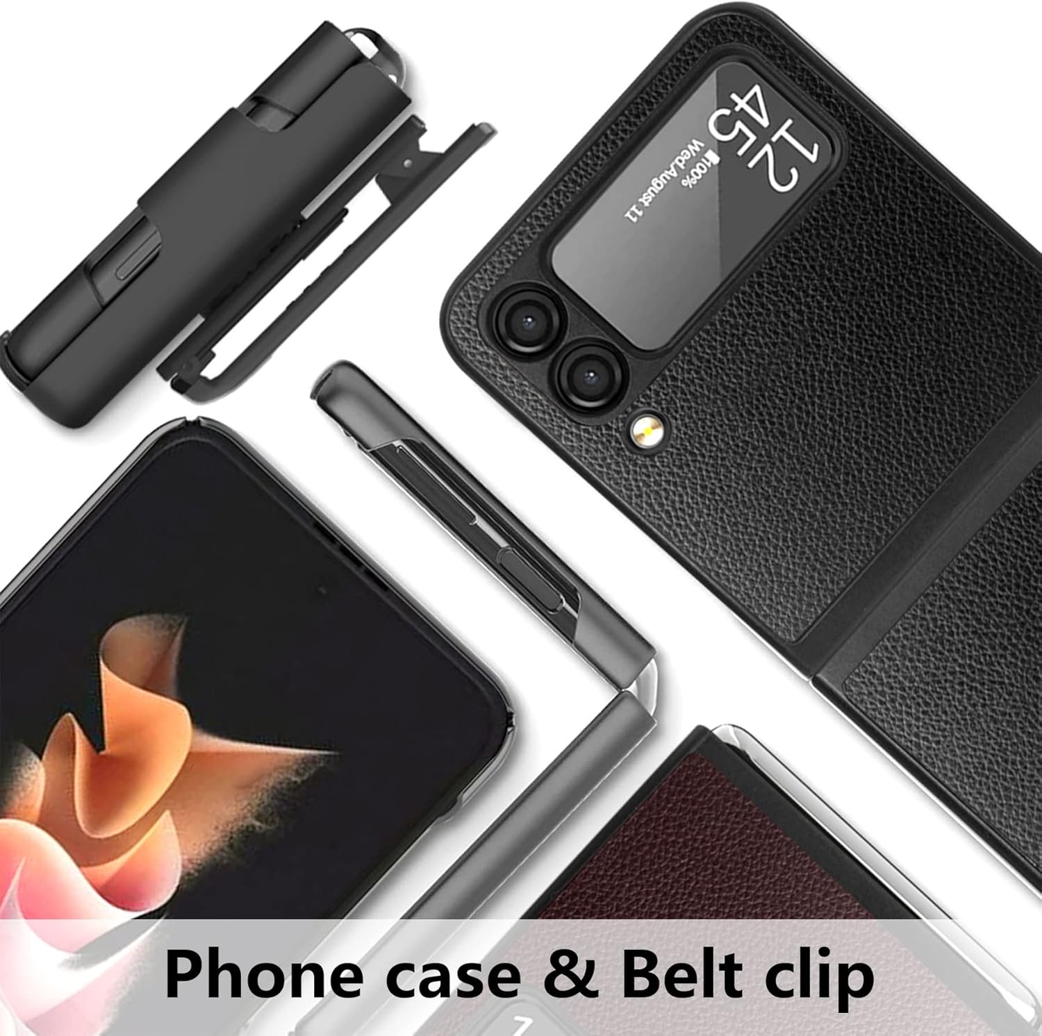 ZCDAYE Funda con clip para cinturón para Samsung Galaxy Z Flip 4, Samsung Z Flip 4 (2022) con funda giratoria para cinturón y soporte integrado,