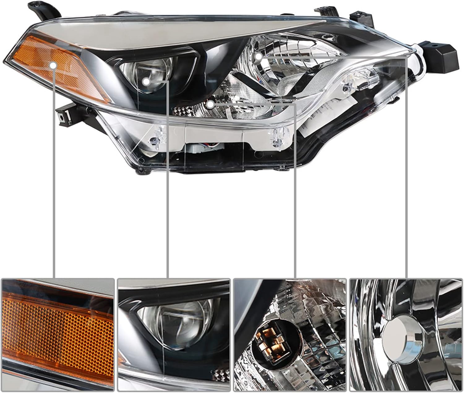 labwork Repuesto de faro delantero delantero para Toyota Corolla 2014 2015 2016 4 puertas Sedan proyector lado derecho (lado del pasajero)