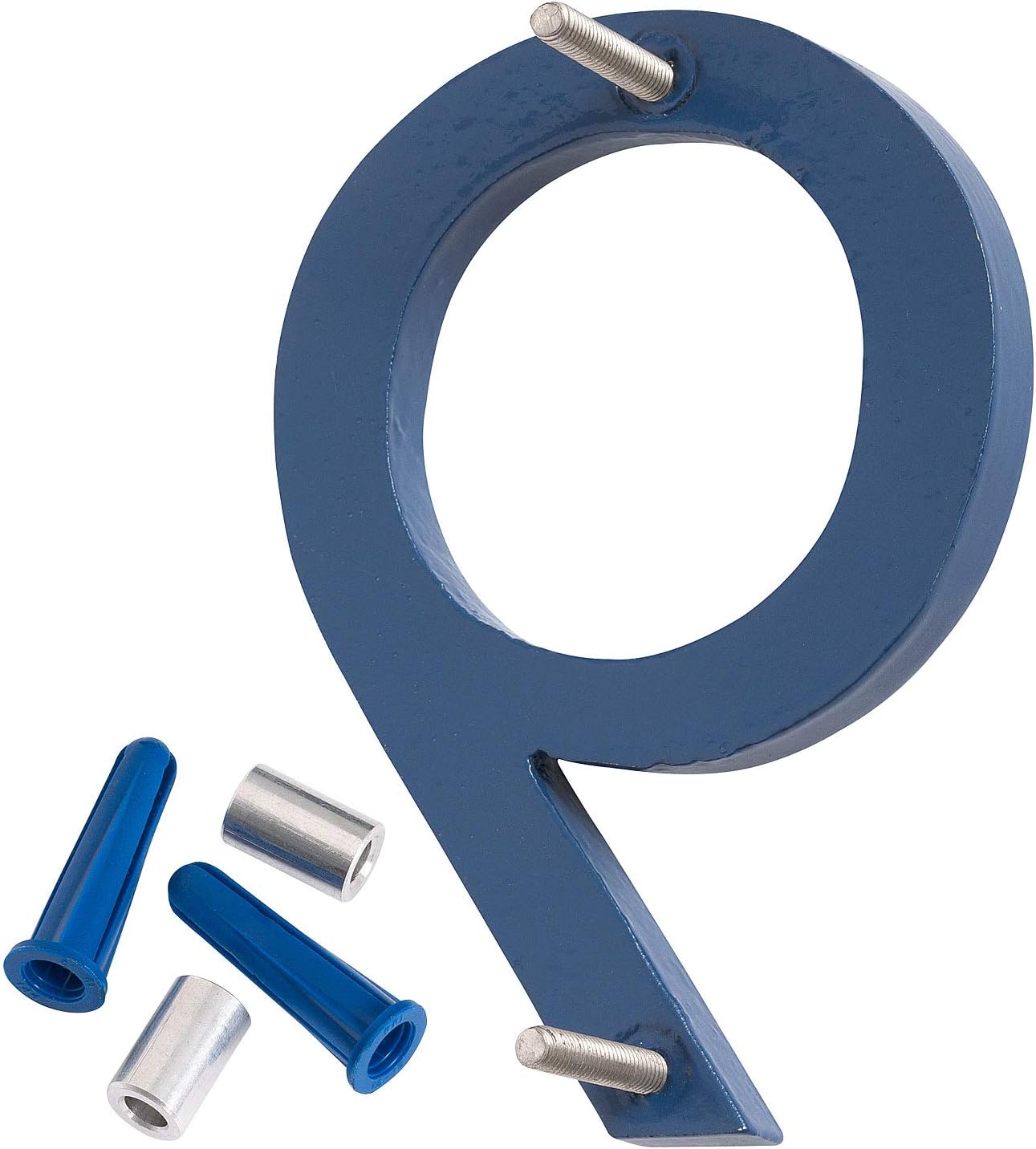 Montague Metal Products MHN-04-F-SB1-9 Números de casa de dirección flotantes modernos de aluminio cepillado sólido, 4 pulgadas, azul marino