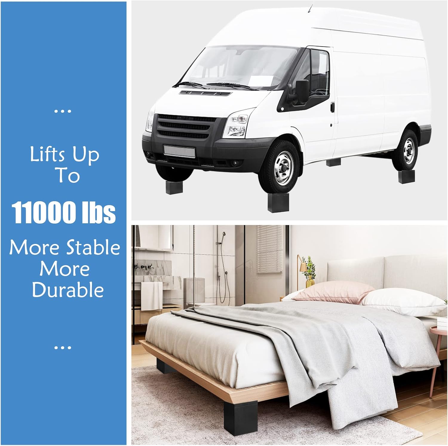 Jeethemy Elevadores de cama, elevadores de muebles para escritoriosofámesasilla, elevación en alturas de 3 o 5 pulgadas y soporta hasta 11000