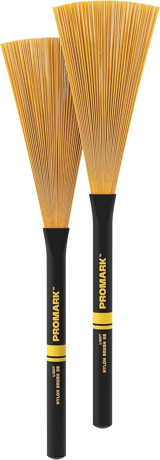 ProMark Cepillo de nylon ligero 5B – Amarillo – Cepillo de Jazz – Cepillo de alambre para tambores – Cepillo de nylon para tambor