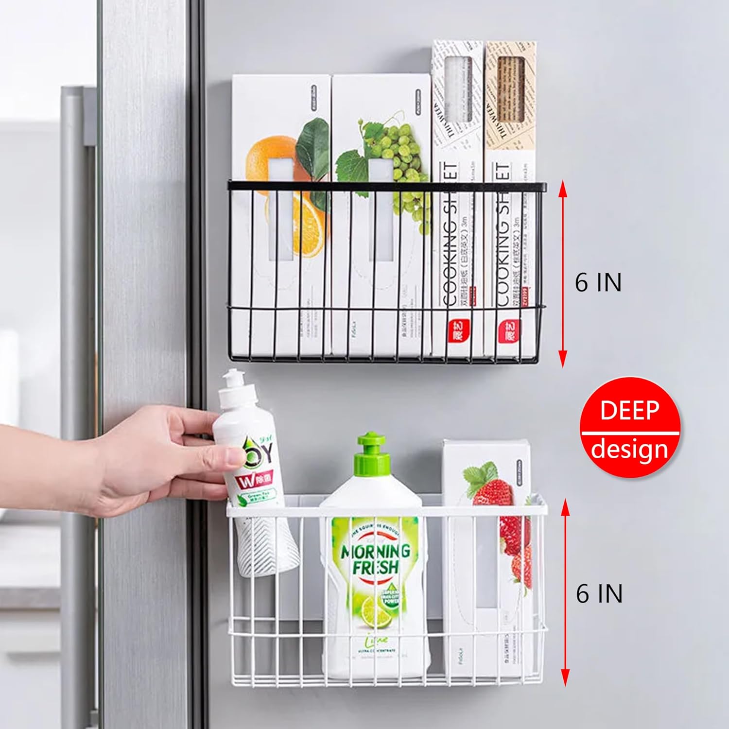 Organizador magnético para refrigerador, cesta magnética, organizador de cocina, organizador de almacenamiento de bolsa con cierre de cremallera de