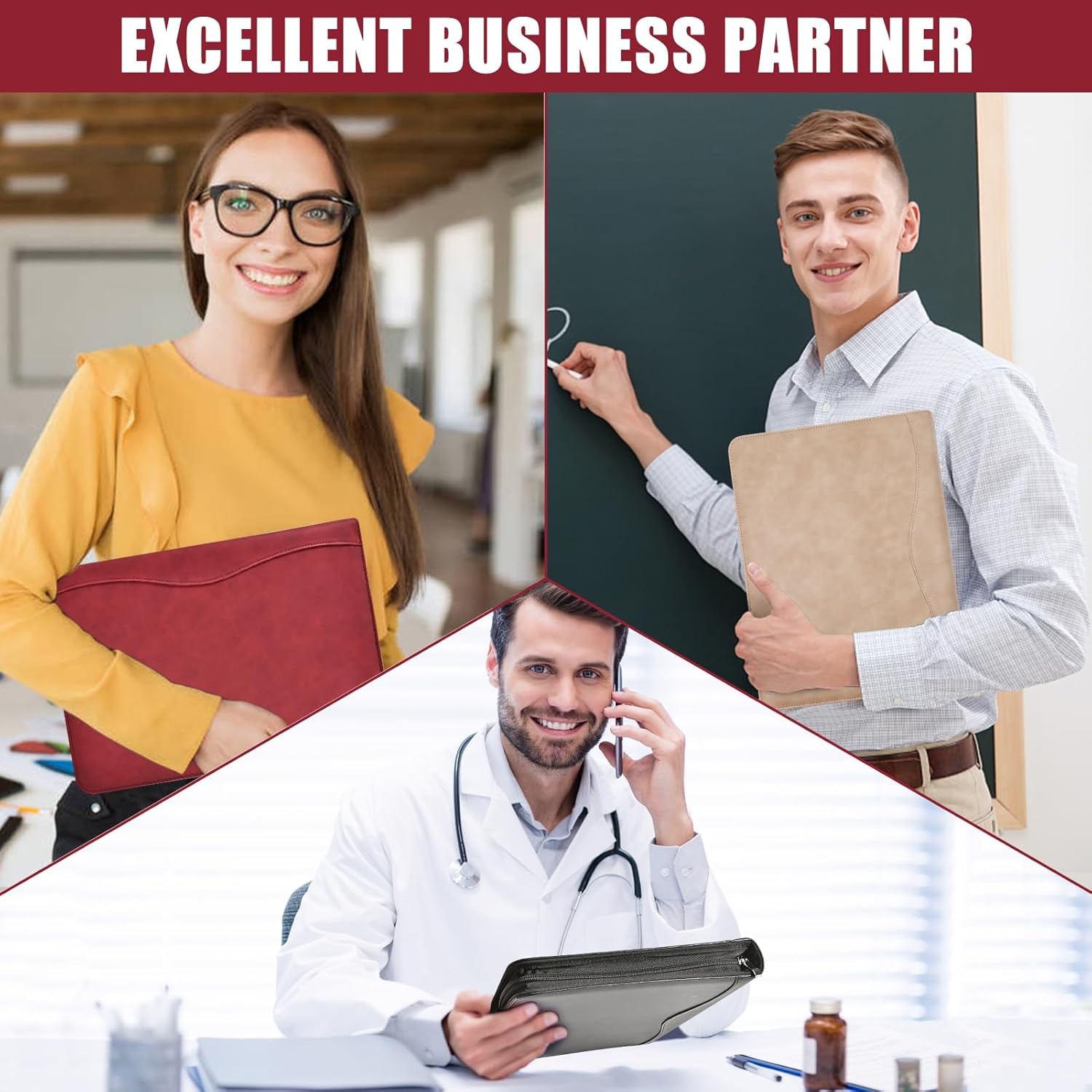 Padfolio – Carpeta organizadora con cremallera, para mujeres y hombres, con funda para documentos, portapapeles tamaño carta A4, tarjeteros