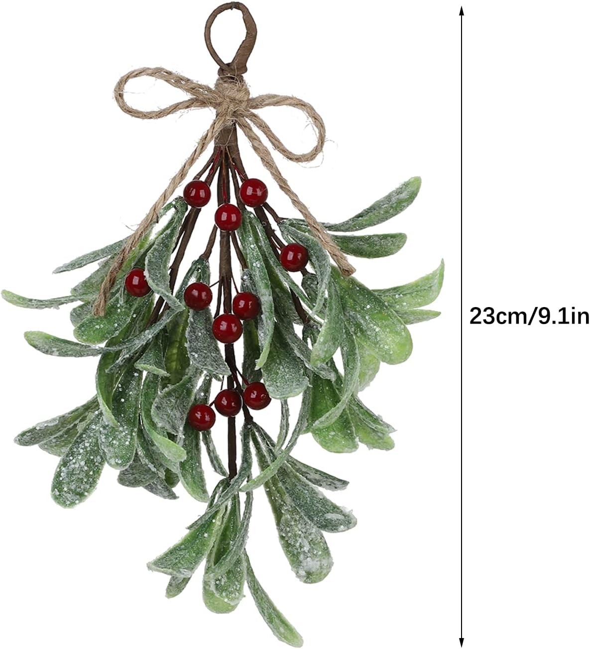 4 púas de muérdago artificiales, decoración de muérdago navideño de 9.1 pulgadas con bayas rojas, tallos florales de muérdago artificiales, adorno