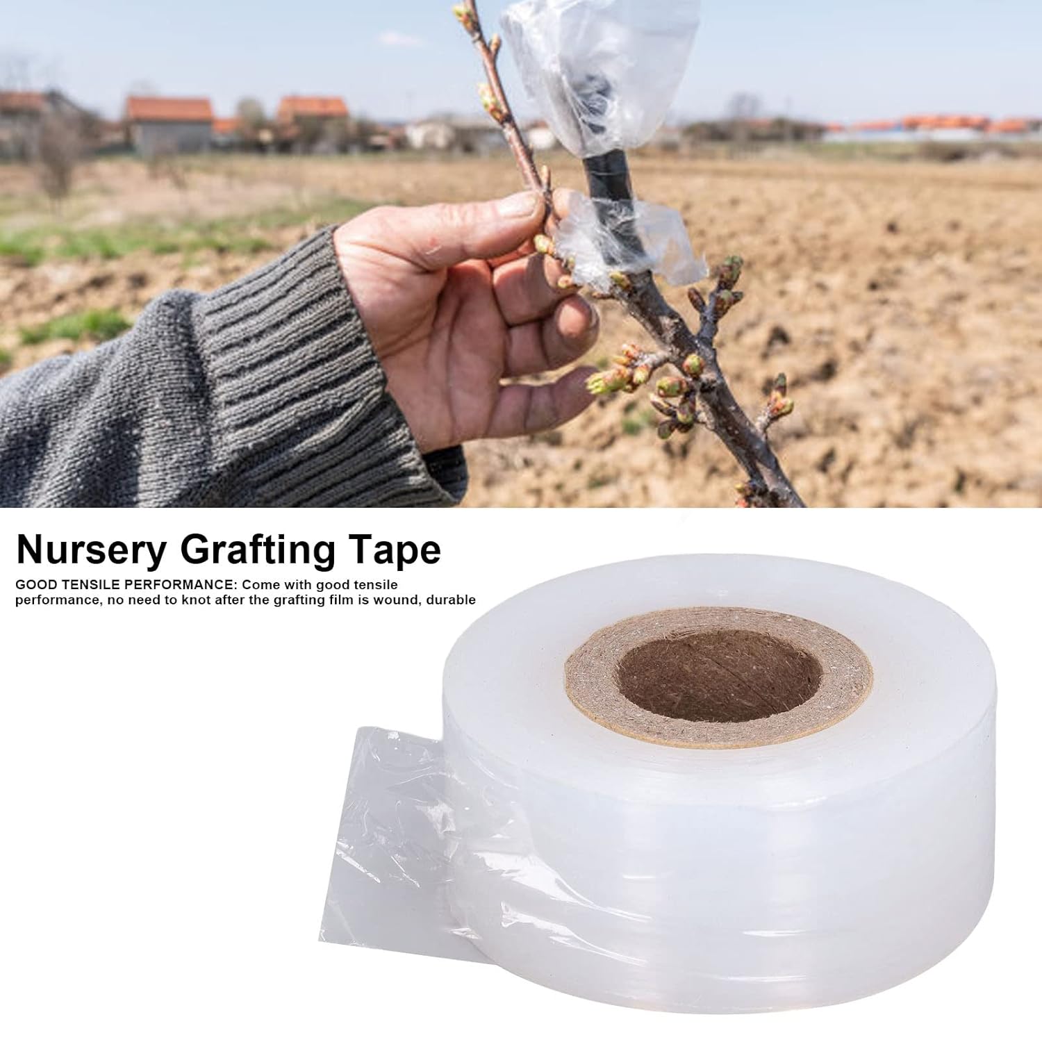 Cinta de injerto de vivero, cinta de injerto para vivero, PVC estirable resistente de 1.142 in de ancho, herramientas de mano de jardín