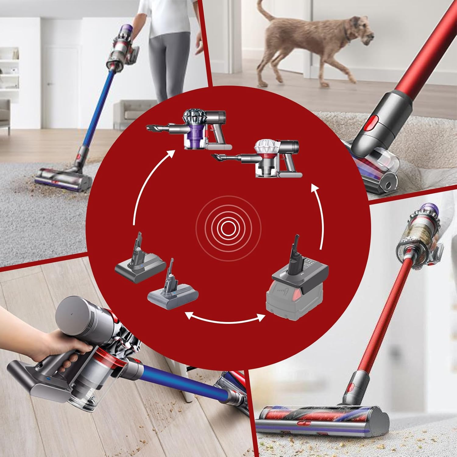 Adaptador para Dyson V7V8 Compatible con Milwaukee M18 18V Batería Convertir a Dyson V7 V8 Animal Motorhead Absolute Stick Aspirador inalámbrico con
