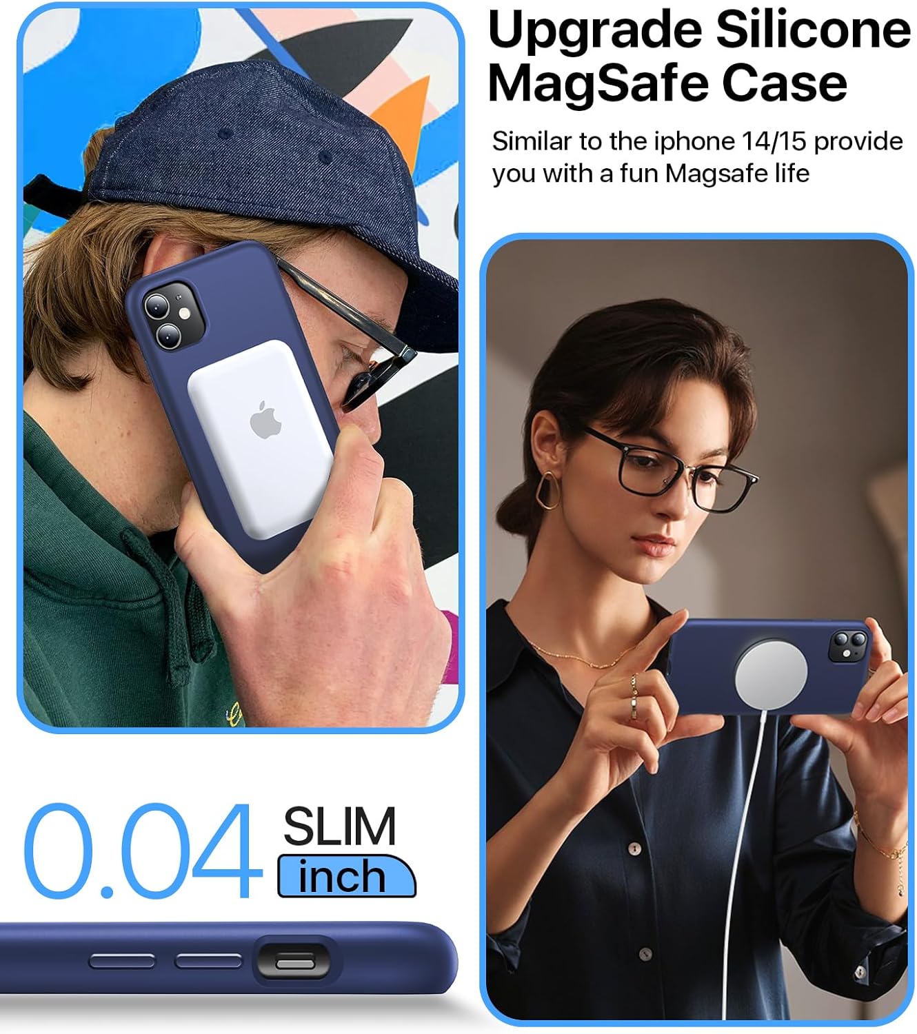 Funda para iPhone 11, compatible con MagSafe, silicona líquida, tacto agradable a la piel, forro de microfibra suave, protección militar de 12 pies,