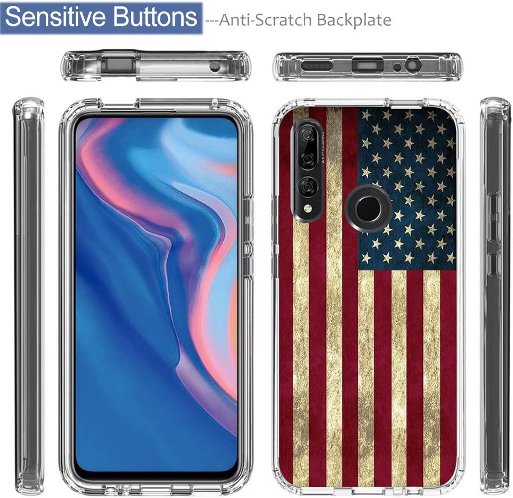 Funda para Huawei Y9 Prime 2019Honor 9XP Smart Z con protector de pantalla de vidrio templado, bonito patrón de bandera transparente para Huawei Y9