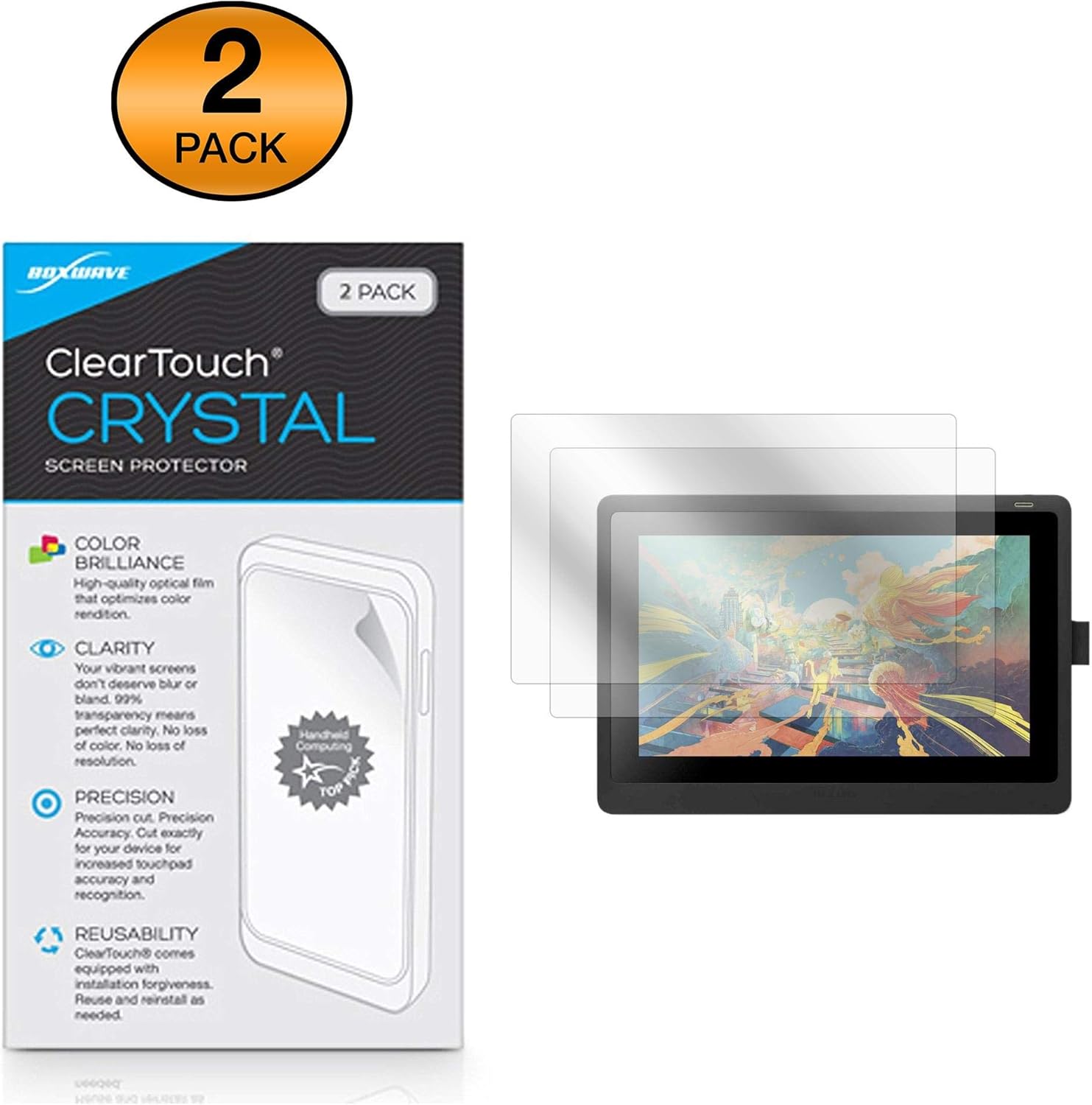 BoxWave Protector de pantalla compatible con Wacom Cintiq 16 (DTK1660K0A)  ClearTouch Crystal (2 unidades), protector de pantalla HD  Escudos de