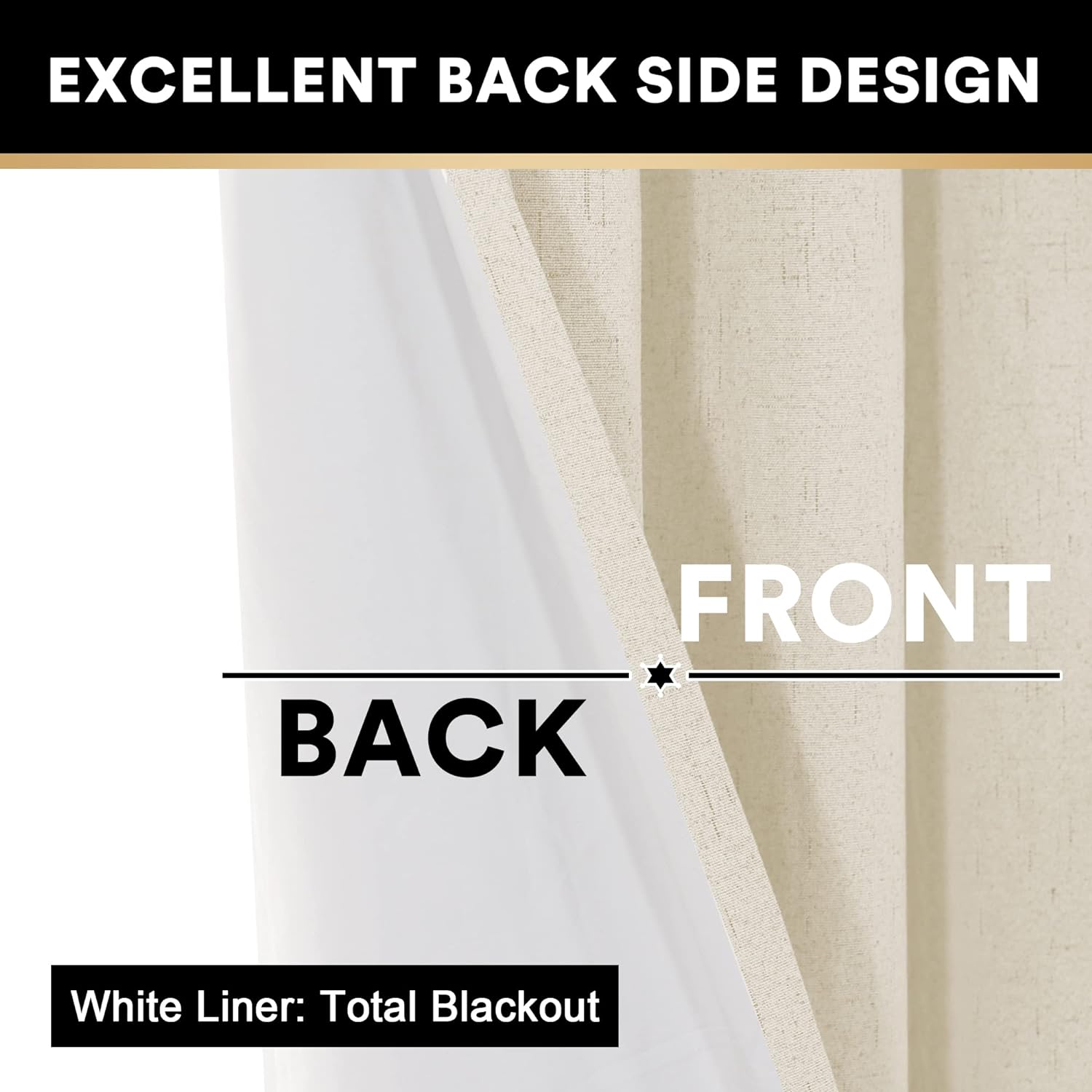 PrinceDeco Cortinas 100% opacas para dormitoriosala de estar, cortinas opacas de lino de 96 pulgadas de largo, cortinas de tratamiento de ventana de