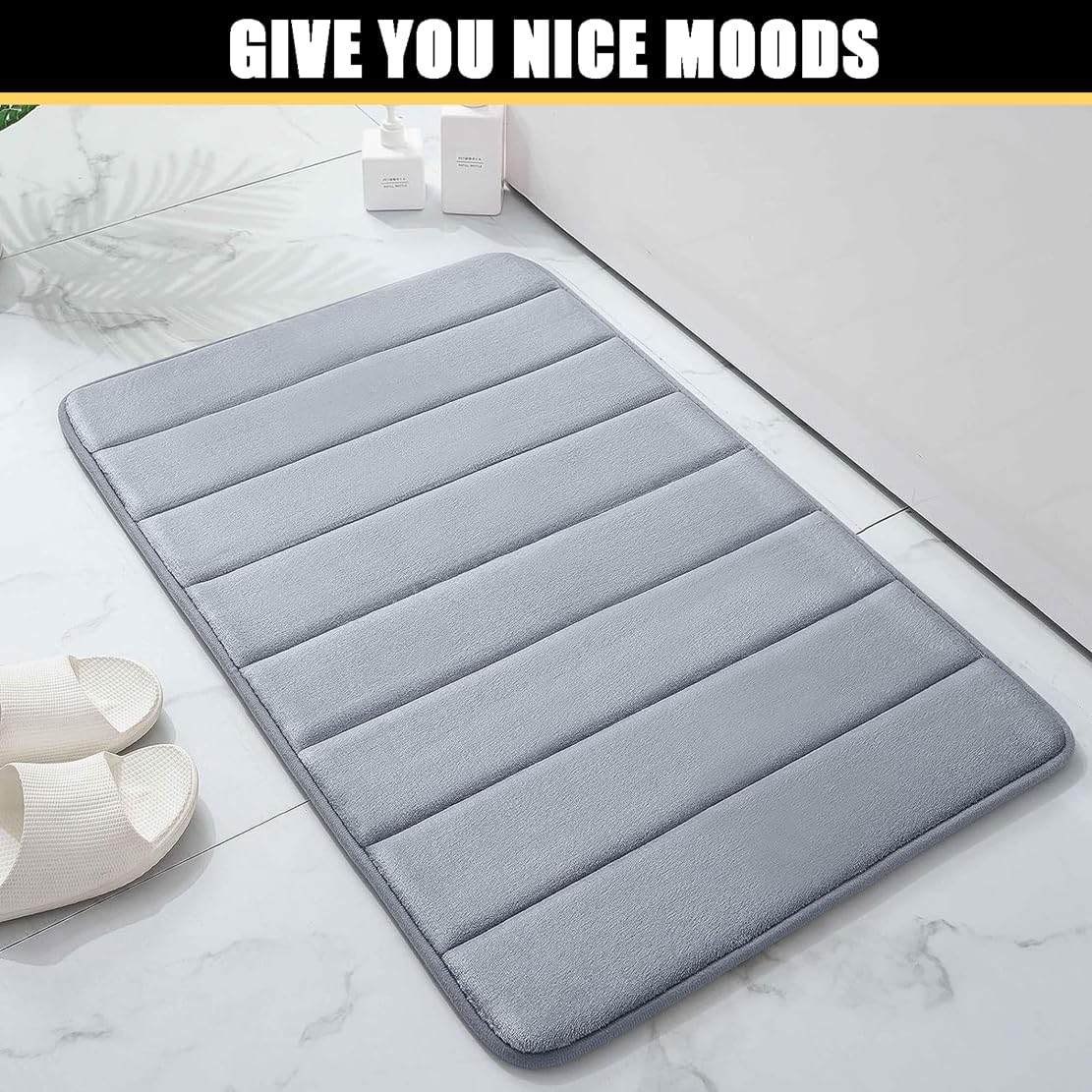 NIOKIT Tapete grueso de espuma viscoelástica para baño, antideslizante, fuerte absorbente de agua, lavable a máquina, ultra suave, cómodo, tapete