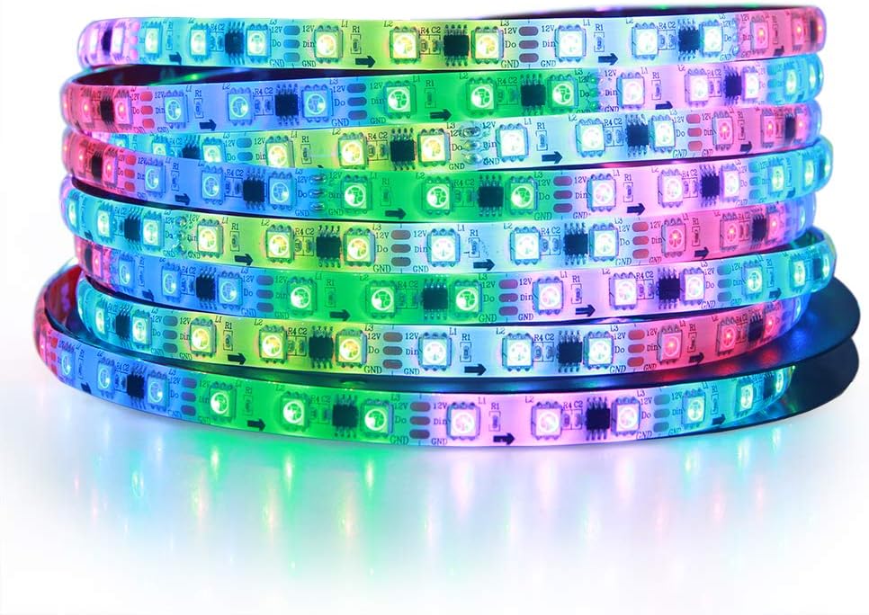 ALITOVE WS2811 – Tira de luces LED RGB direccionable, 12 V, programables, 16.4 pies, 300 ledes, color de ensueño, luz de cuerda flexible,