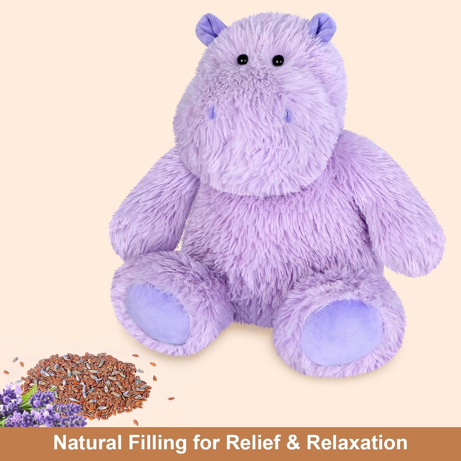 Peluches de hipopótamo calentables, almohadillas térmicas para microondas para calambres, alivio del dolor y el estrés, felpa hipopótamo calentable