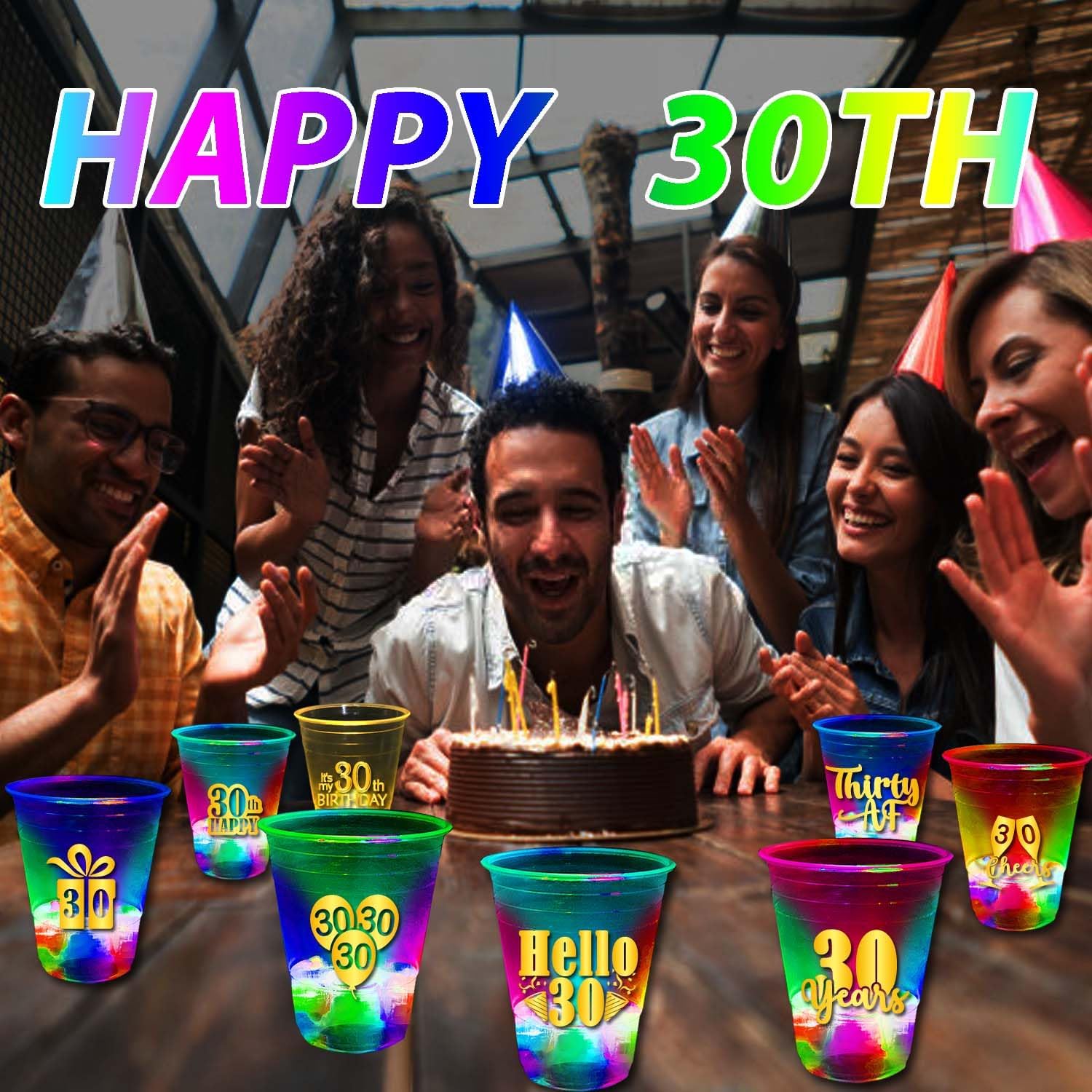 mishunyus 24 piezas de decoraciones brillantes para cumpleaños de 30 años para mujereshombres, suministros de fiesta de cumpleaños, tazas de fiesta