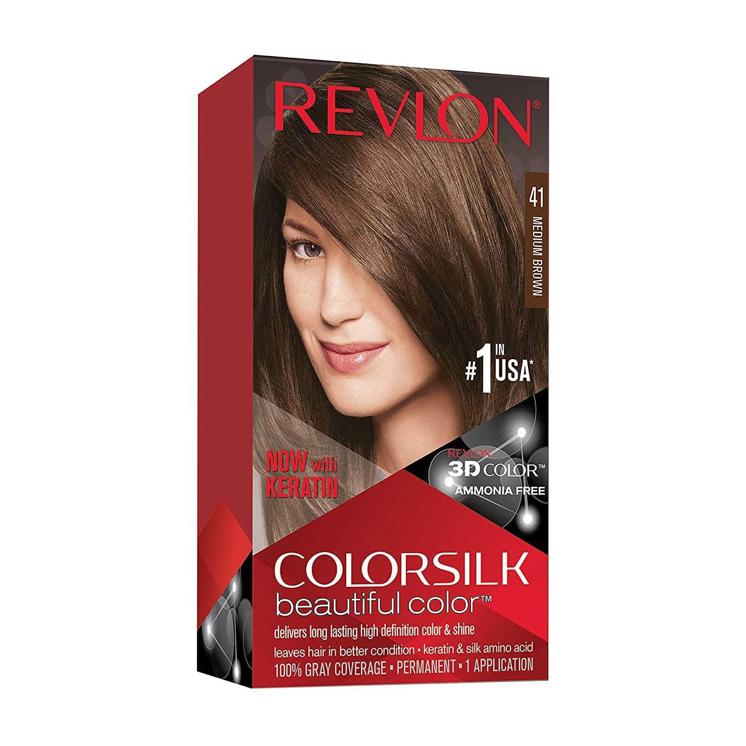 Revlon ColorSilk Beautiful Color 41 marrón medio 1 ea (paquete de 12)