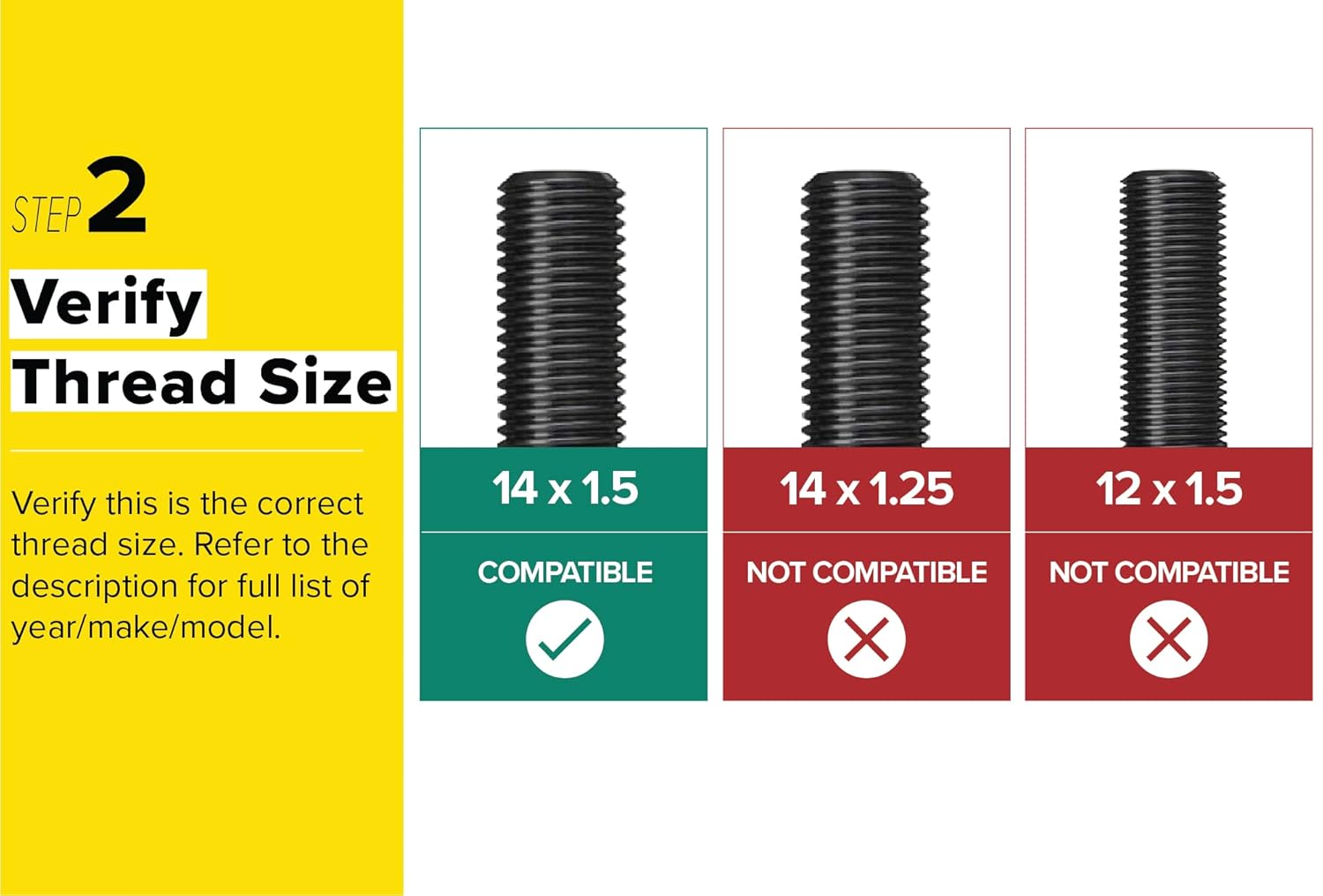 20 pernos negros extendidos de 14 x 1.5 (1.457 in de longitud del vástago – no longitud OEM, asiento de radio de bola) compatibles con Audi TT A3 A4