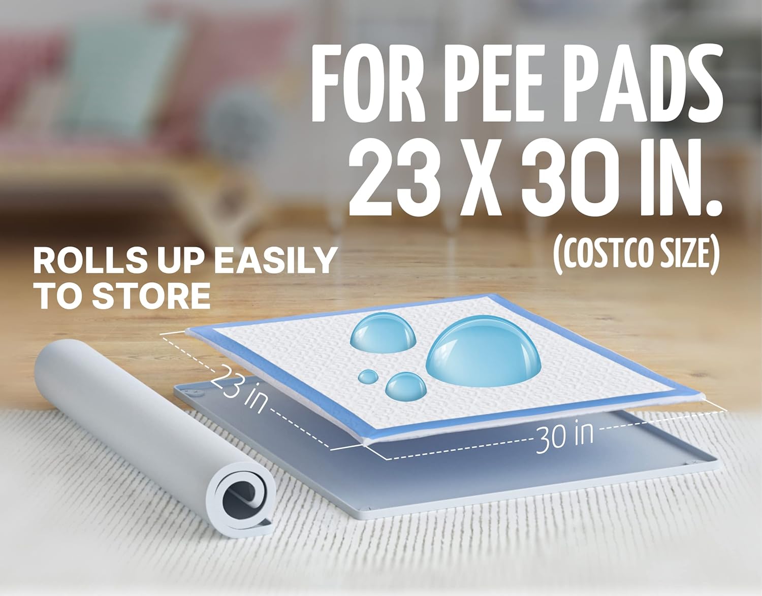 Skywin Bandeja para almohadillas para cachorros de 30 x 23 pulgadas (gris) + 30 x 36 pulgadas (gris)  Silicona, soporte para almohadilla de orina