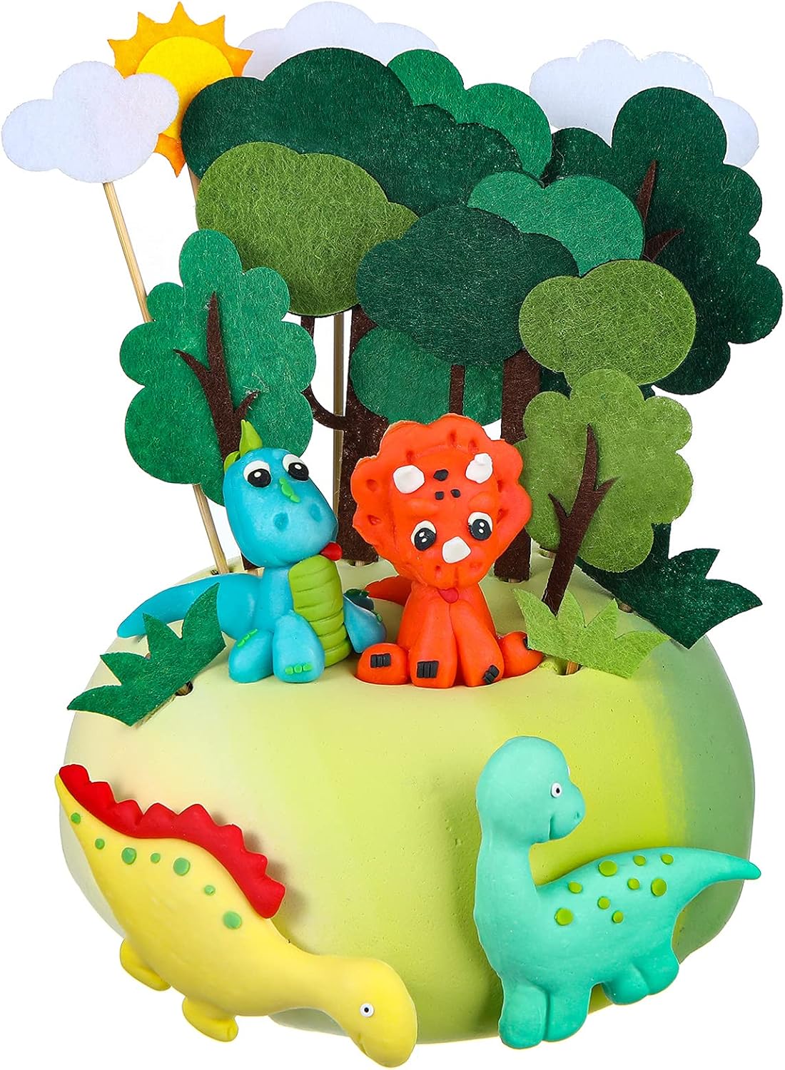 Irenare Decoración para tartas de dinosaurio, serie bosque, decoración de dinosaurios, 16 piezas de dinosaurios de selva y safari, suministros