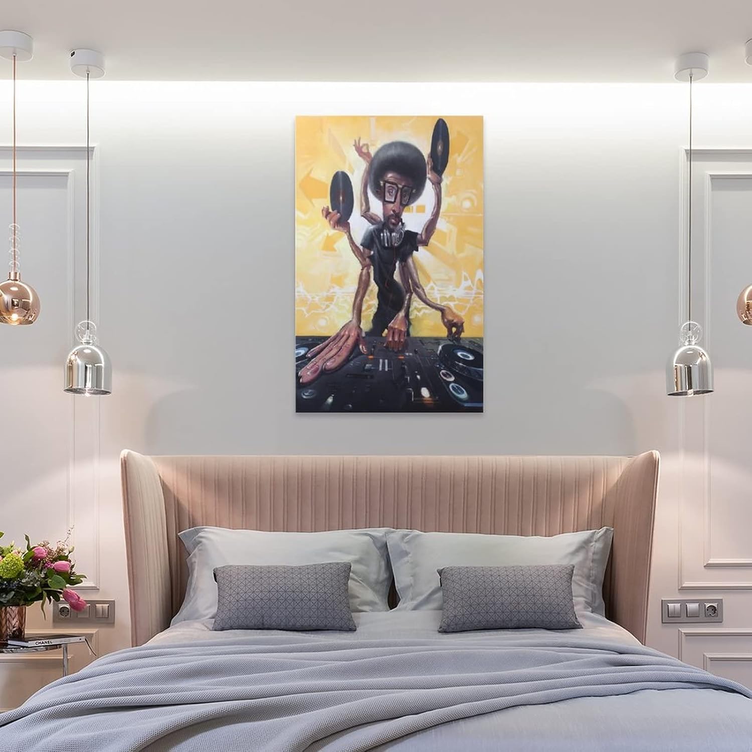 Justin Bua – Póster de arte abstracto negro de DJ de rock, decoración del hogar, póster para colgar en la pared, para dormitorio, pintura