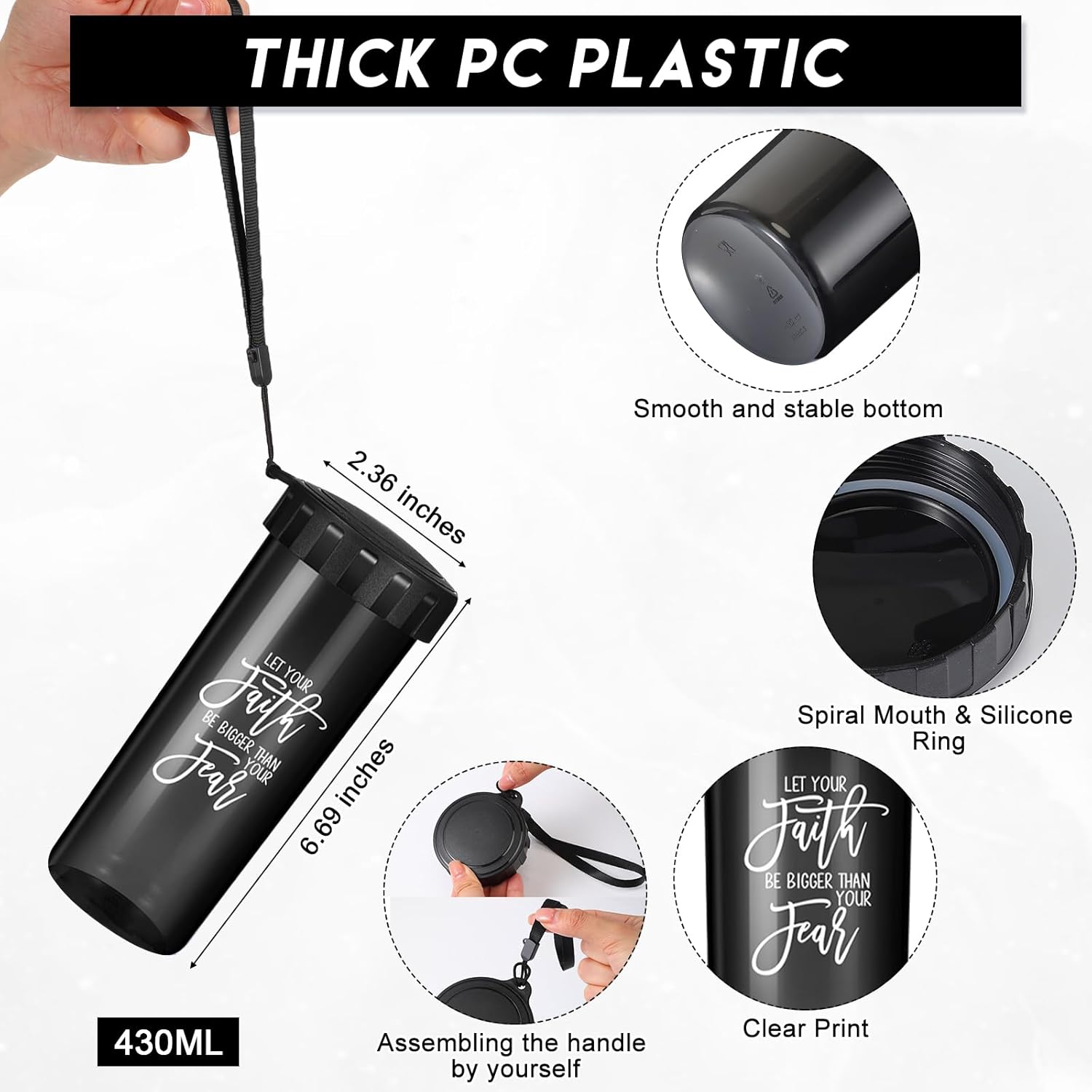 Tioncy 10 tazas inspiradoras de agradecimiento, regalos de agradecimiento al personal, botellas de agua motivacionales a granel con correa de tapa,