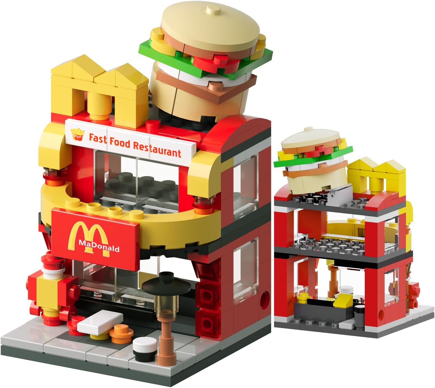 Bloques de construcción City Burger House, juguetes de cumpleaños compatibles con Lego McDonalds, juego de 167 piezas