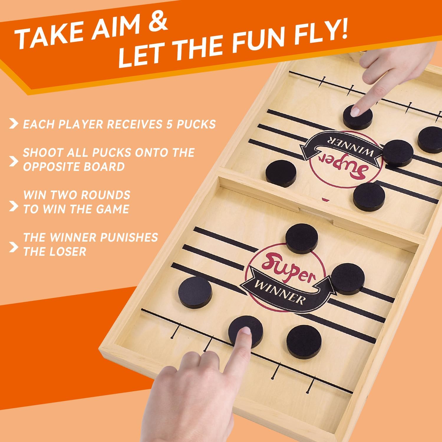 BAKAM Juego de disco de cabestrillo súper rápido, juego de hockey de mesa portátil para niños y adultos, juegos de tirachinas de mesa para niños y