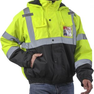 Chaqueta de alta visibilidad para hombre, impermeable, con capucha, reflectante, de alta visibilidad, para el invierno, chaquetas amarillas de Chaqueta de alta visibilidad para hombre, impermeable, con capucha, reflectante, de alta visibilidad, para el invierno, chaquetas amarillas de