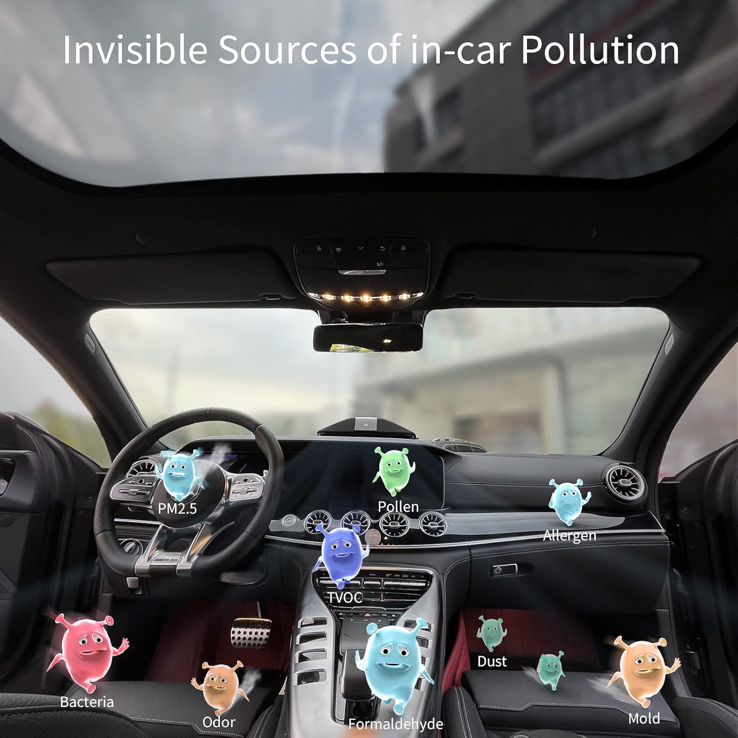 Purificador de aire para automóvil con filtro HEPA verdadero H13 purificador de aire portátil para automóviles para humos de escape, COV, humo,