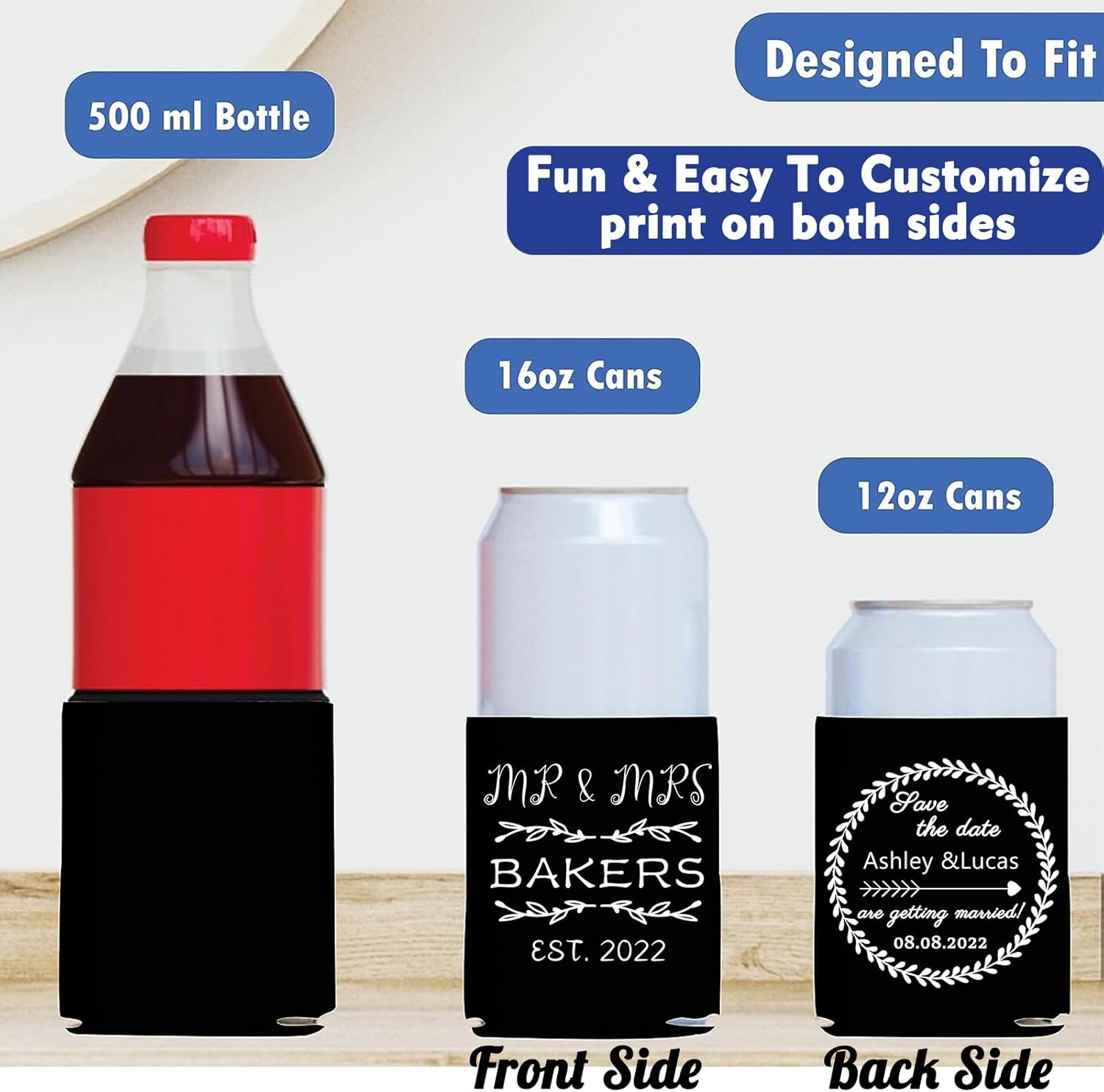 20 fundas personalizadas para enfriar latas a granel, cubierta aislante de bebidas personalizada con texto y logotipo, enfriadores de latas de
