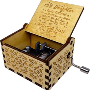 Caja de música You are My Sunshine from Mom to Daughter, manivela clásica grabada, cajas musicales grabadas, regalos de recuerdo para hija de mamá Caja de música You are My Sunshine from Mom to Daughter, manivela clásica grabada, cajas musicales grabadas, regalos de recuerdo para hija de mamá