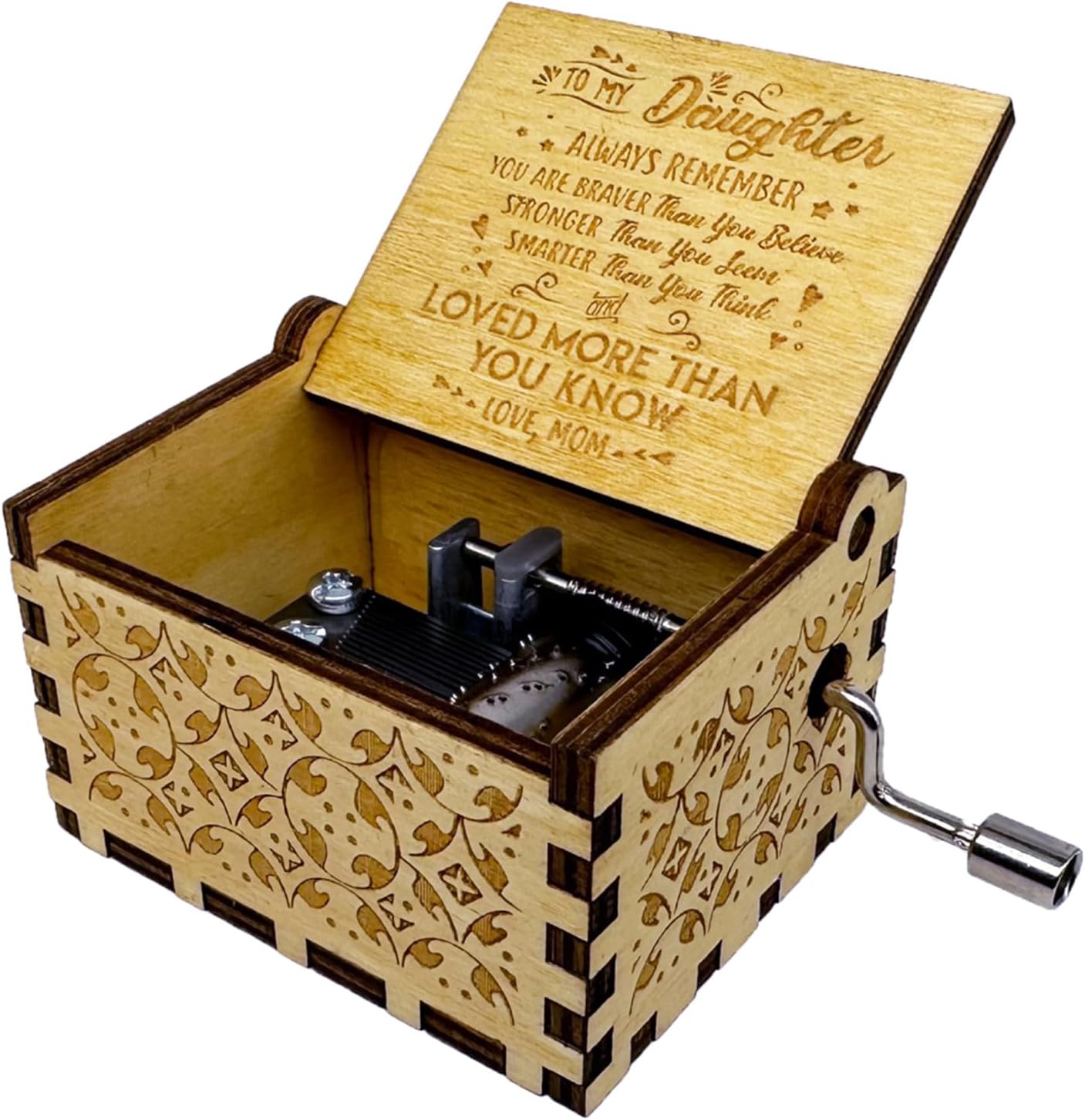Caja de música You are My Sunshine from Mom to Daughter, manivela clásica grabada, cajas musicales grabadas, regalos de recuerdo para hija de mamá
