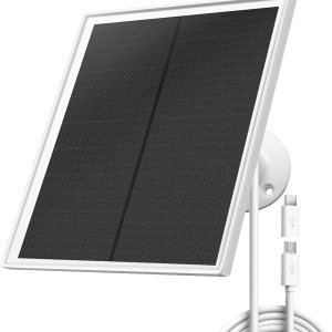 Panel solar para cámara de seguridad, cargador de panel solar de 8 W para cámara de carga rápida, enchufe USB C y micro USB, cable de 9.8 pies, Panel solar para cámara de seguridad, cargador de panel solar de 8 W para cámara de carga rápida, enchufe USB C y micro USB, cable de 9.8 pies,