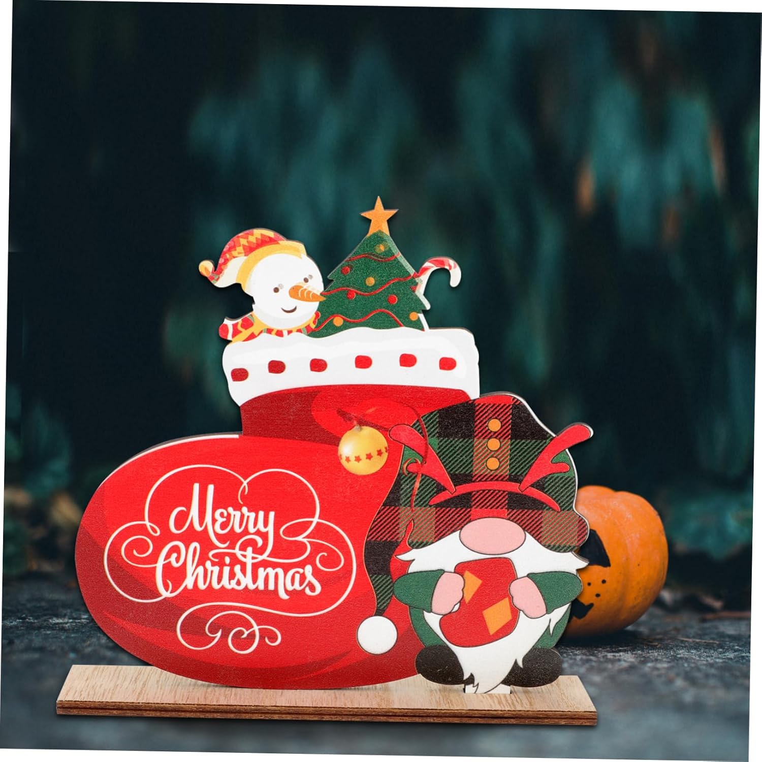 Abaodam 2 adornos de madera de Navidad, letrero de madera de Papá Noel, suministros de fiesta de Navidad, centro de mesa, mesa de fiesta, letrero de
