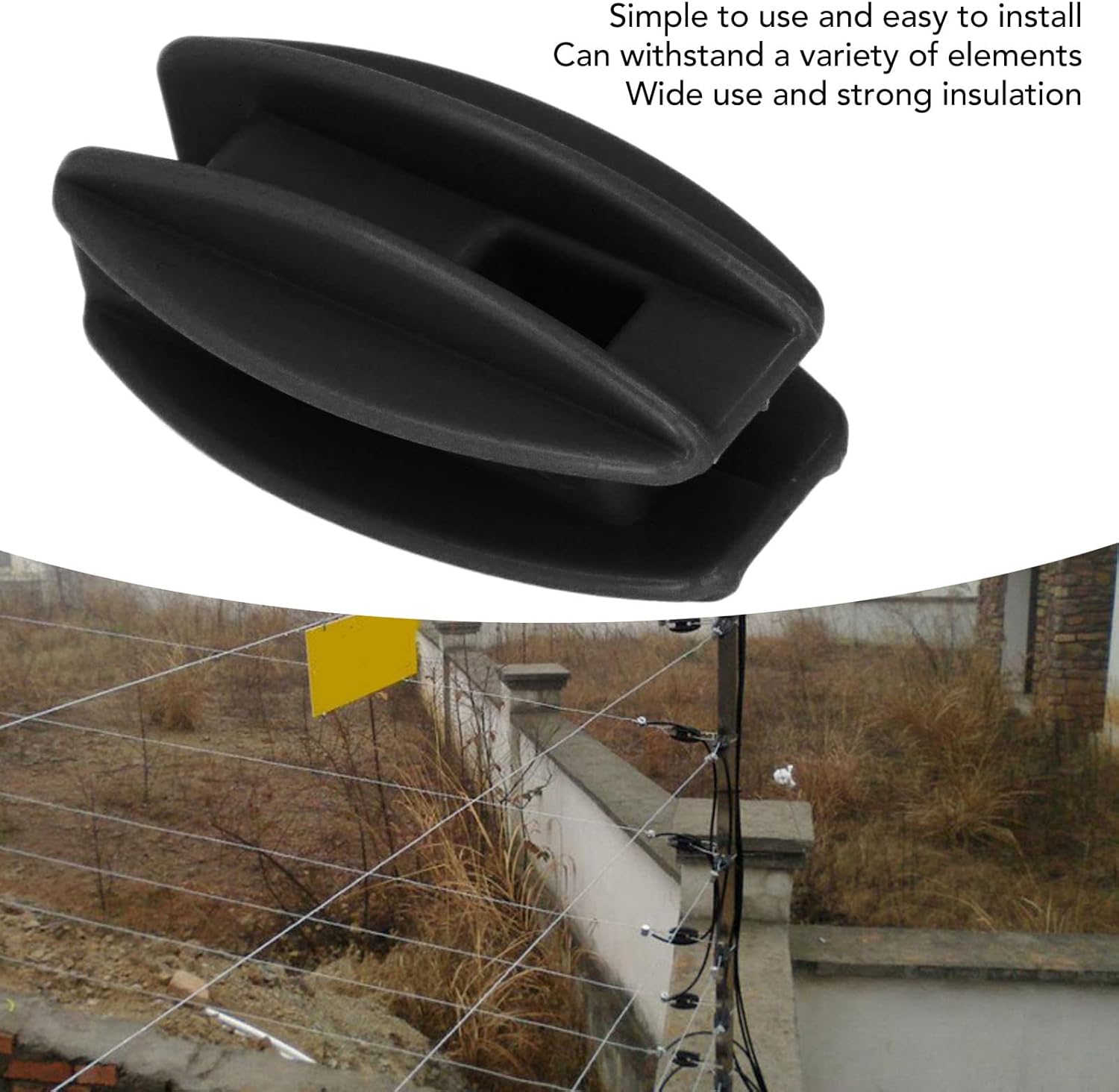 AUNMAS Valla de protección Aislador eléctrico de valla para alambre de poliéster Acero Alambre de aluminio Accesorios de esgrima (negro)