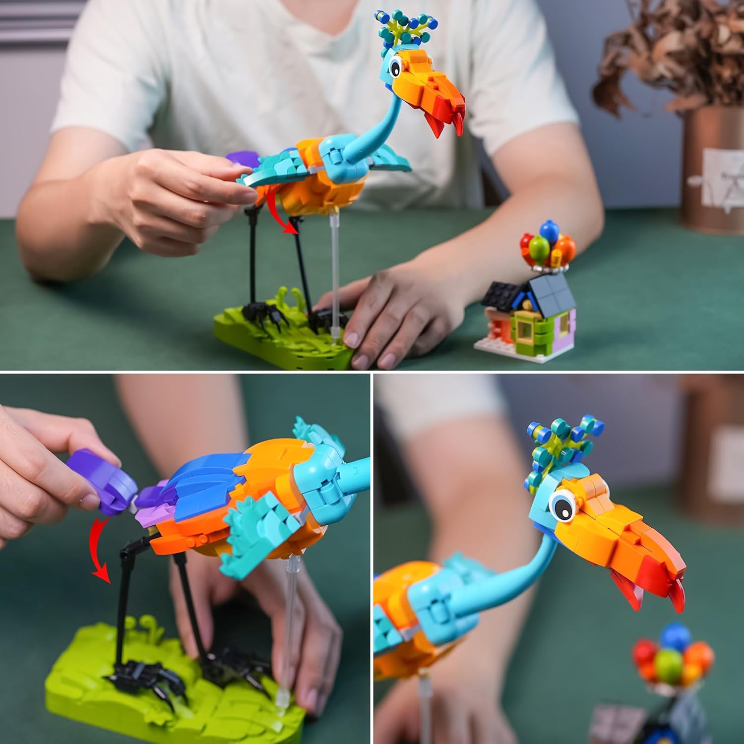 ENJBRICK Kevin Bird – Juego de construcción de casa compatible con Lego Up para adultos, lindo juego de juguetes de construcción de animales de