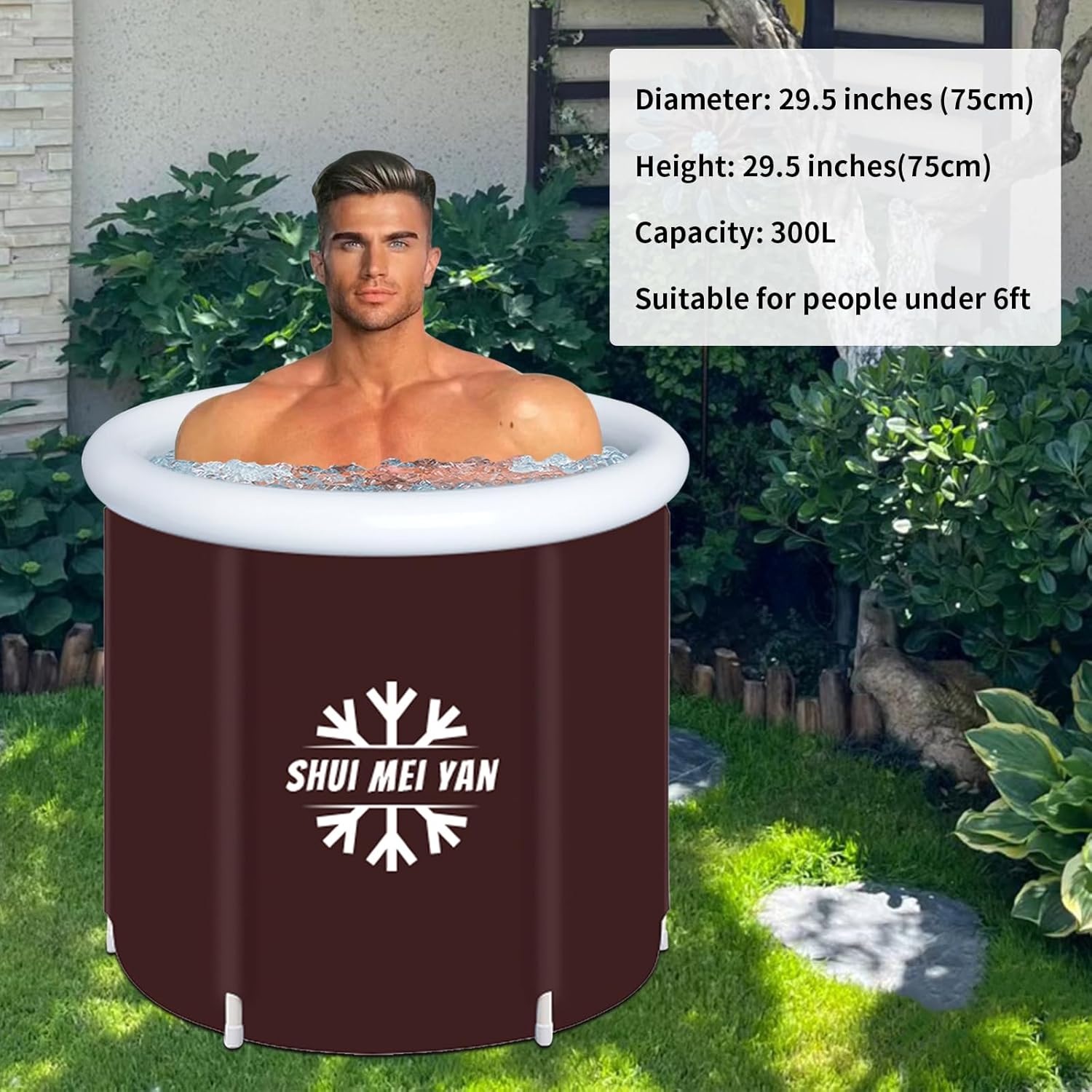 SHUIMEIYAN Tina grande de hielo para exteriores con cubierta, bañera portátil para atletas, bañera de terapia de agua fría para recuperación, bañera