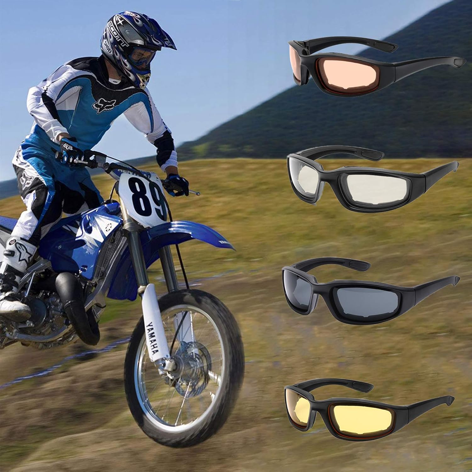 Peciees – Gafas de sol para montar en motocicleta, 4 unidades, para exteriores