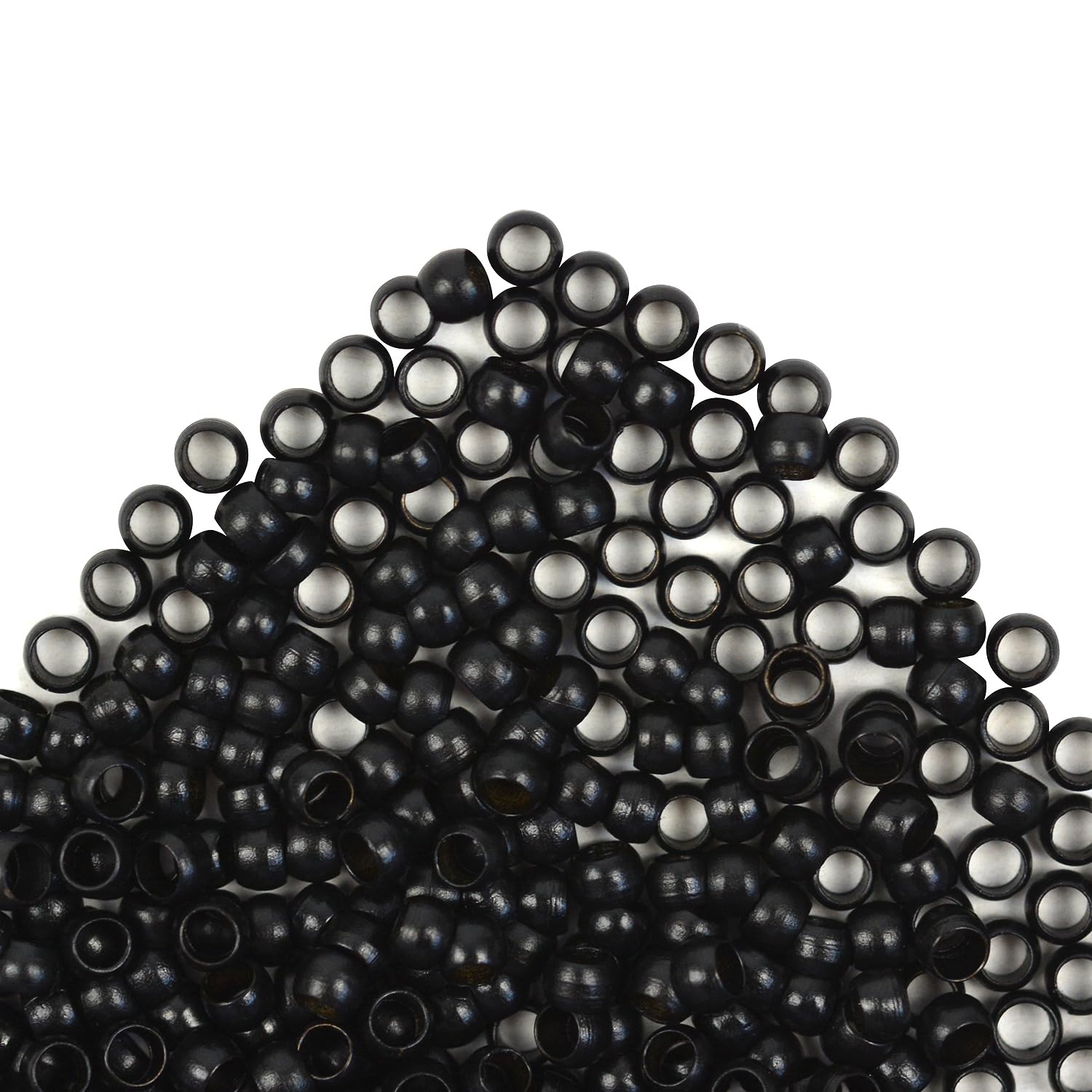 200 piezas de nano cuentas de 0.118 pulgadas (0.118 in), microenlaces de cobre, nano anillos, cuentas de pelo para extensiones de cabello (negro)