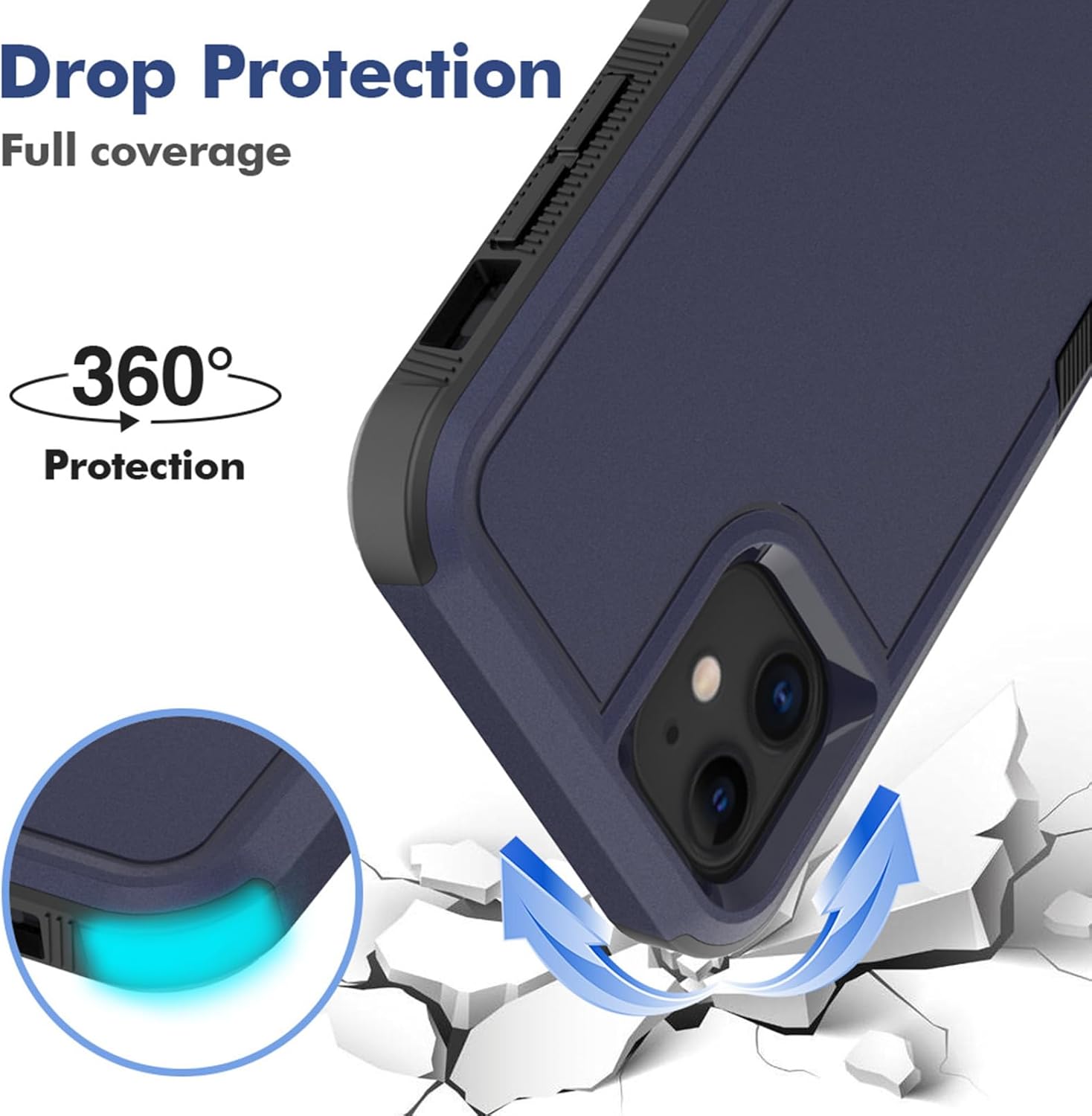 Funda para iPhone 11 funda protectora de doble capa resistente para teléfono celular, a prueba de golpes, resistente, con protector de pantalla,