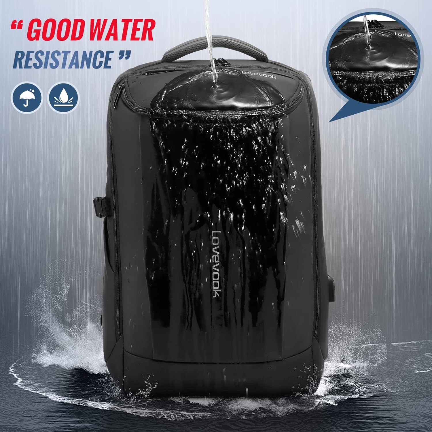 Mochila de negocios para hombres, mochila impermeable con puerto de carga USB, mochila tecnológica para el trabajo y la universidad, mochila de