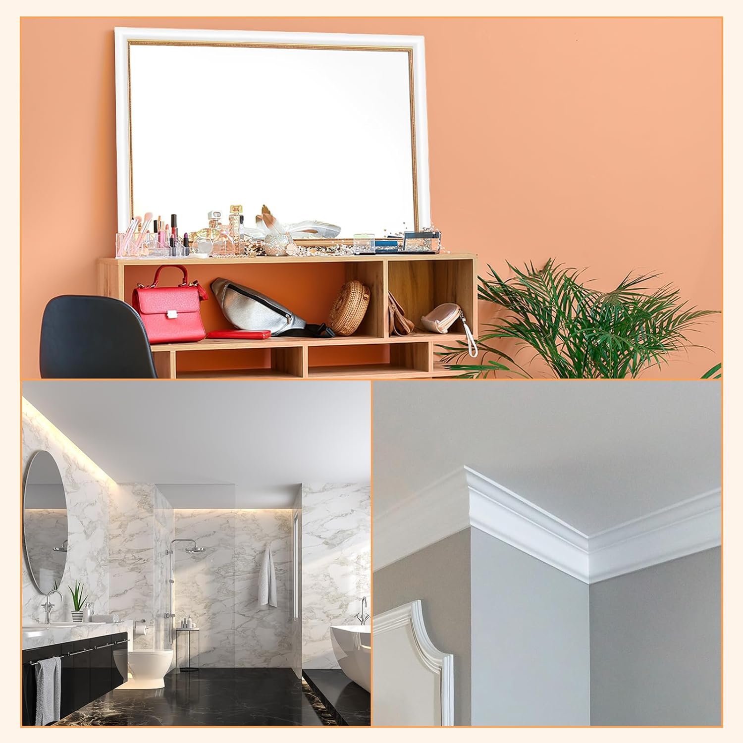 uxcell Moldura flexible autoadhesiva, 20 pies, para despegar y pegar, cinta decorativa de sellado de tira de calafateo para encimeras, fregaderos,
