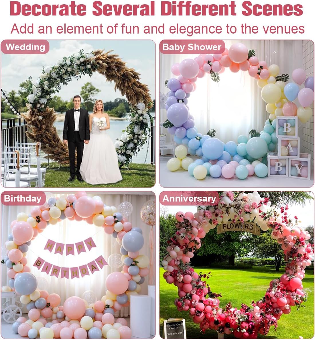 Soporte redondo de arco de boda de 7 pies con base de metal para decoración de globos de flores, marco de fondo circular para ceremonia, fiesta de