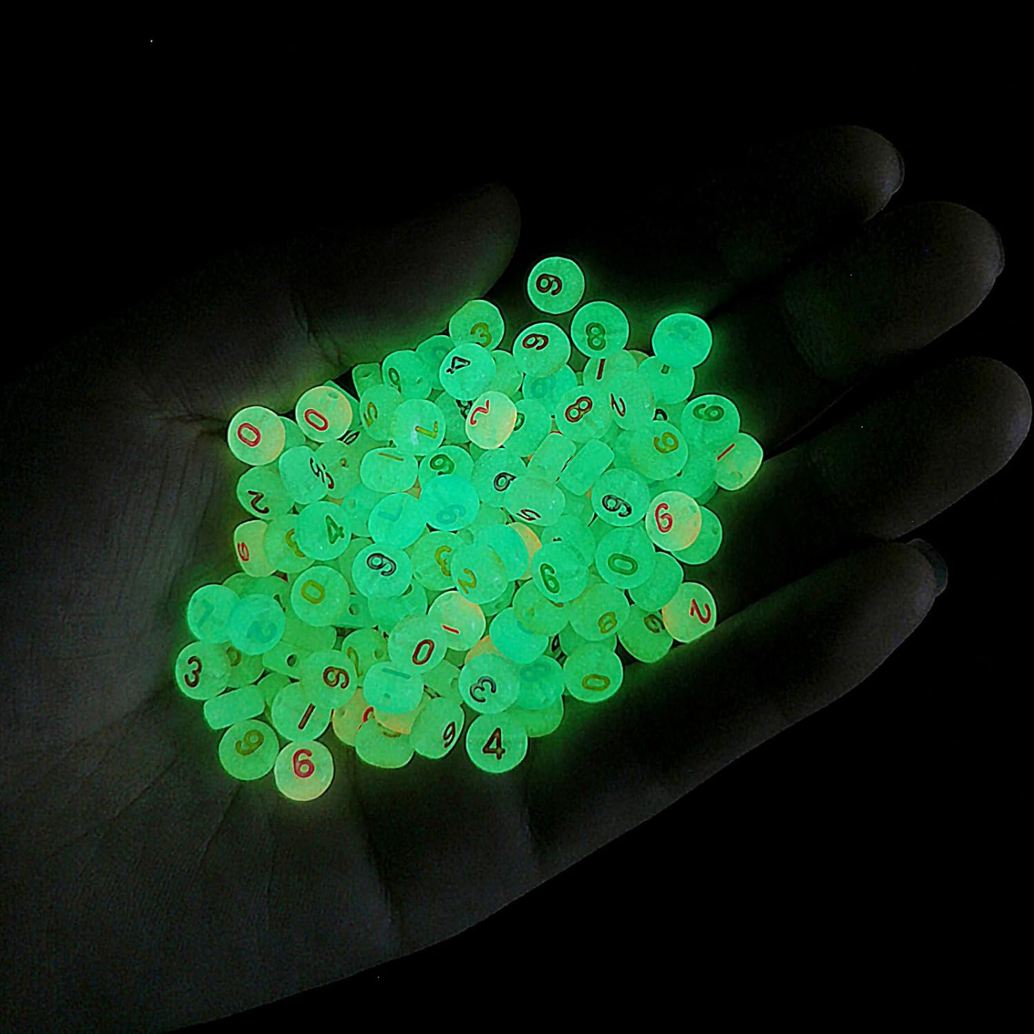 500 cuentas acrílicas brillantes, cuentas de números luminosas y coloridas para hacer joyas, collares de bricolaje, llaveros, pulseras (número