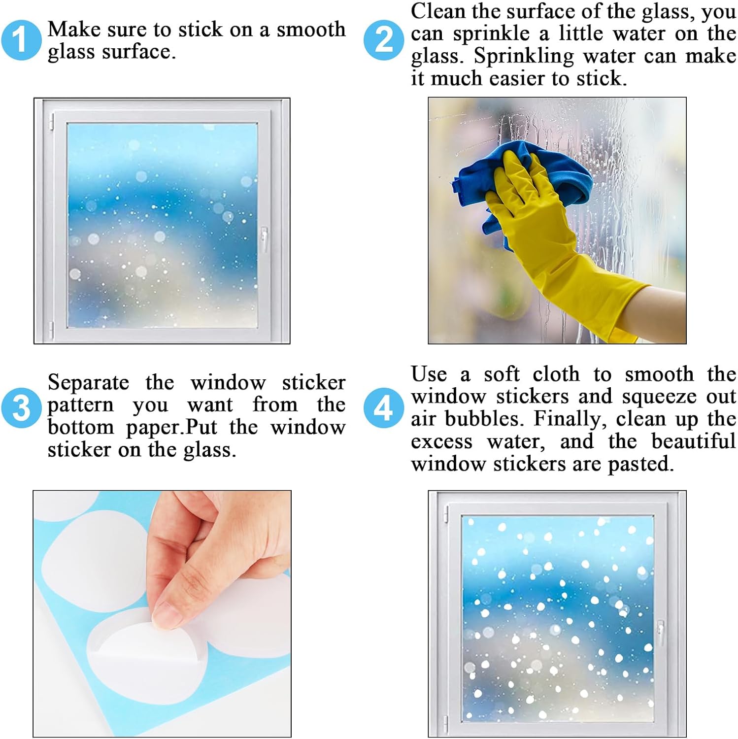 AnyDesign – 214 calcomanías de ventana de Navidad de doble cara blanca de Navidad irregulares para ventana, calcomanías de ventana de vacaciones de