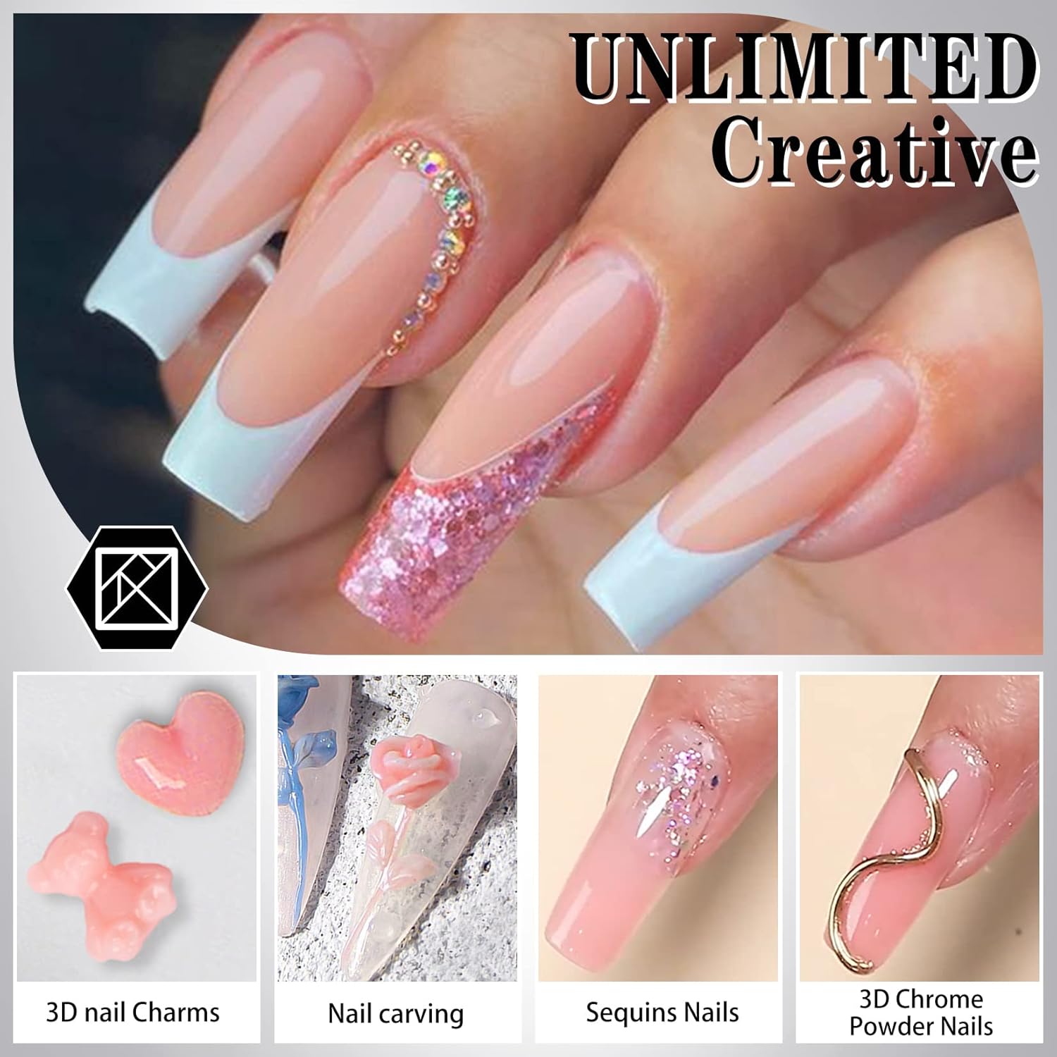 LOUINSTIC Kit de gel duro para uñas  Gel duro sólido antiadherente para uñas UVLED, kit de gel de extensión de uñas para tallado de uñas 3D,