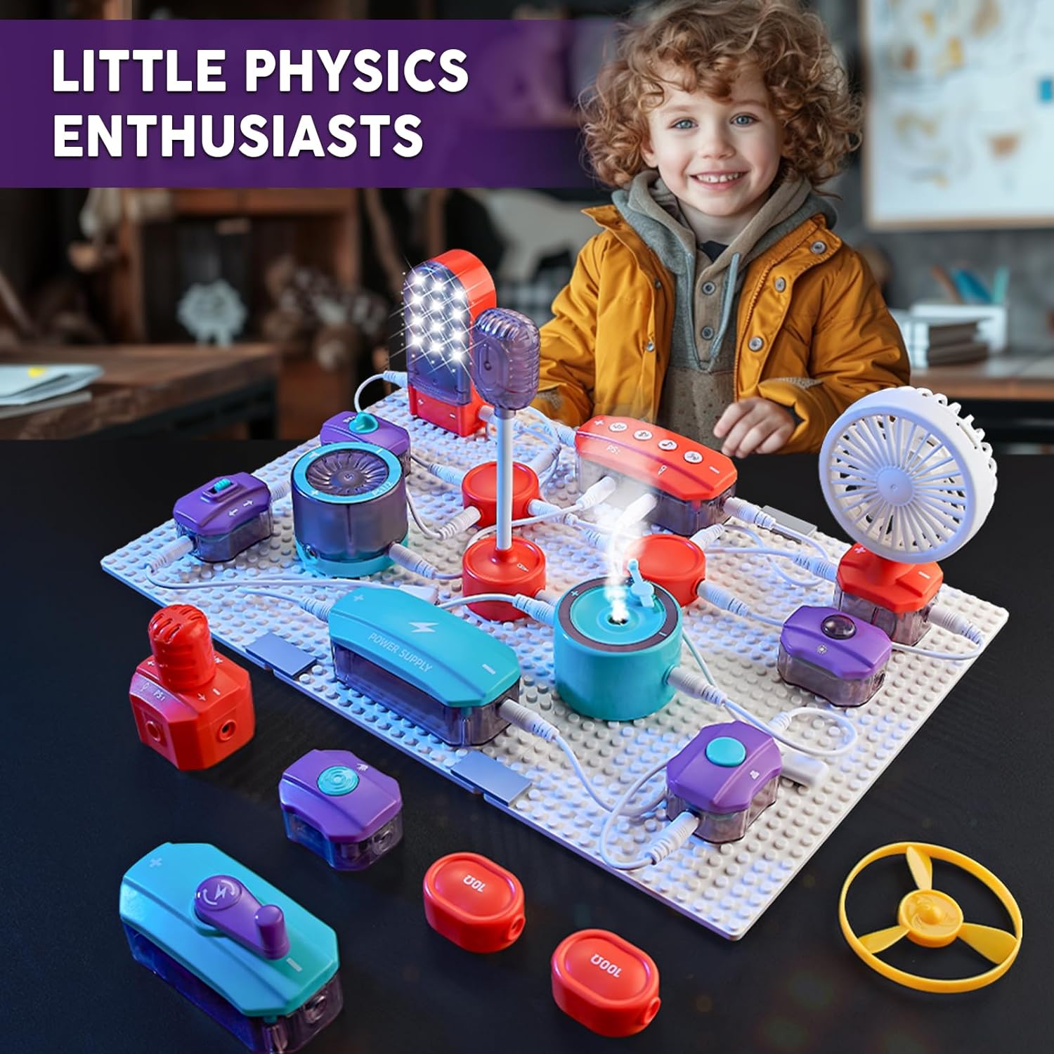 VATOS Circuito científico para niños, kit de exploración electrónica de bricolaje de 53 piezas con más de 150 proyectos, kit de placa de circuito de