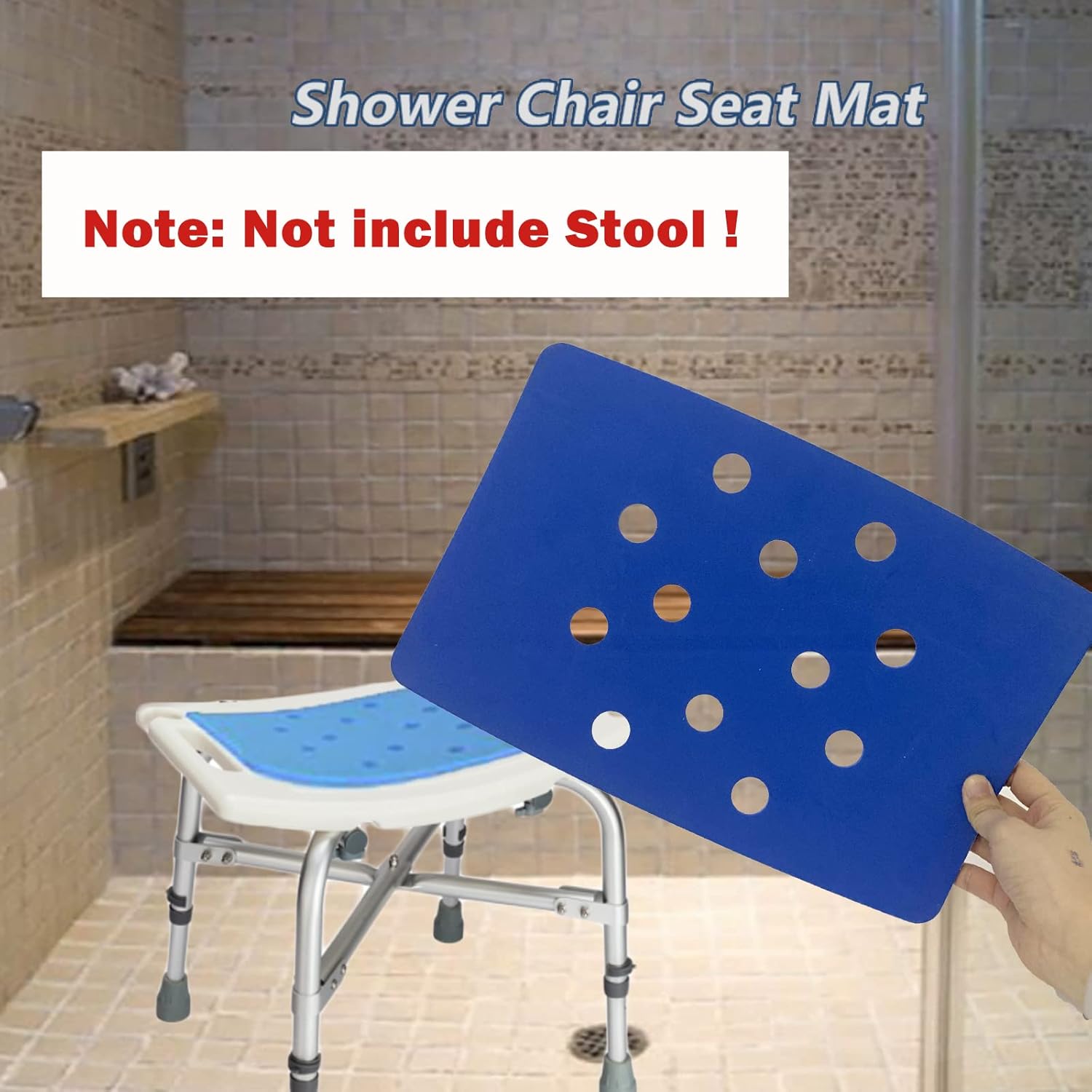 Alfombrilla de asiento para silla de baño, cojín de banco de ducha para ancianos, almohadilla de espuma EVA antideslizante con adhesivo para