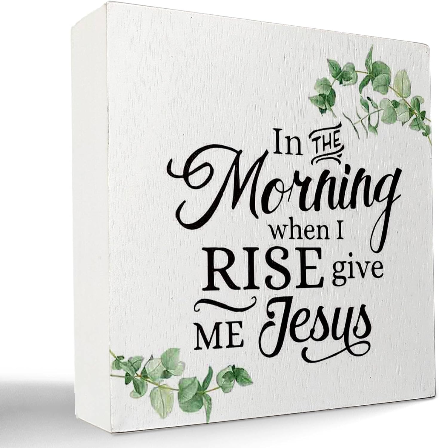 Christian In the Morning When I Rise Give Me Jesus – Cartel de madera para decoración de escritorio, caja de madera religiosa rústica para